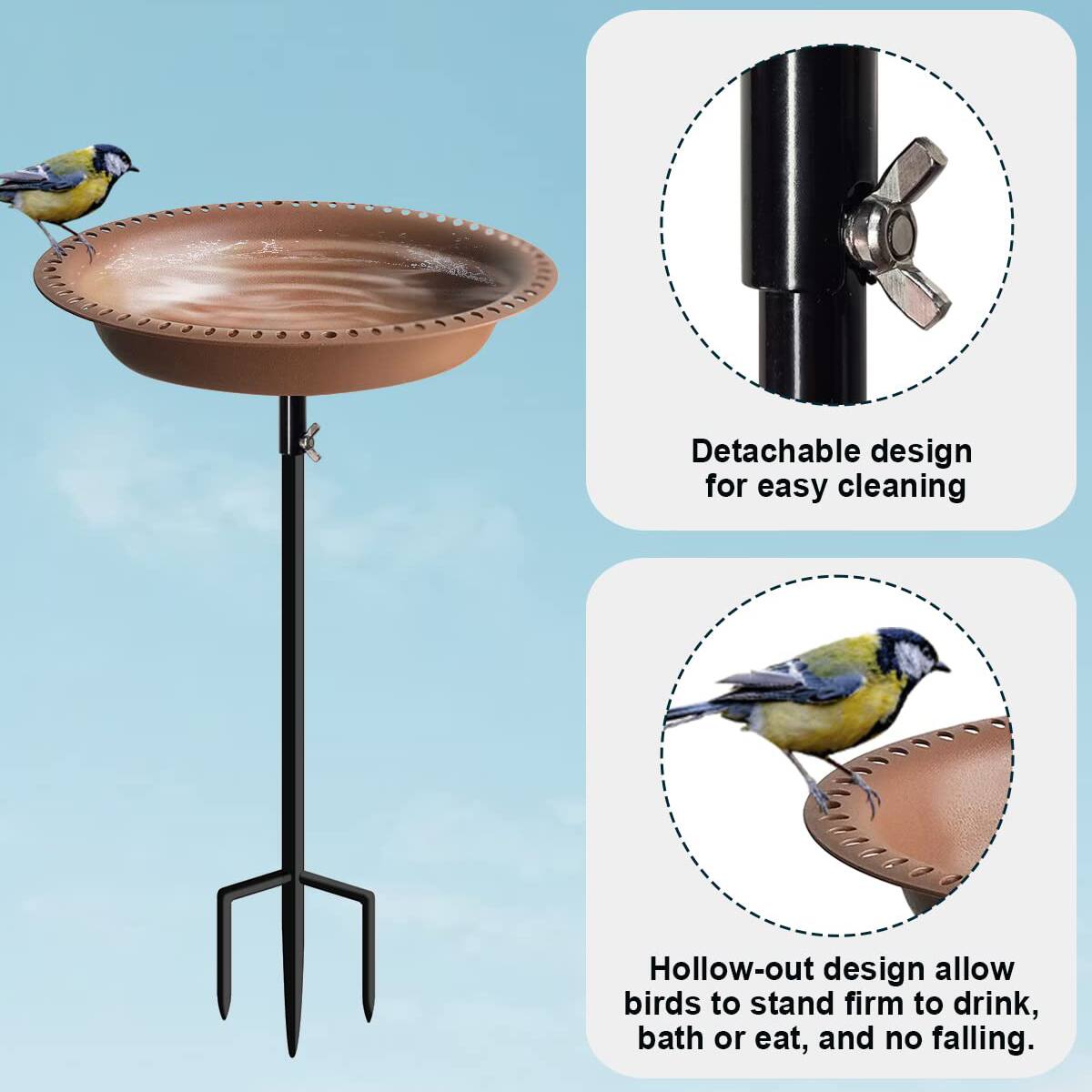 - Detachable design for easy cleaning
- Hollow-out design allows birds to stand firm to drink, bathe or eat, and no falling.