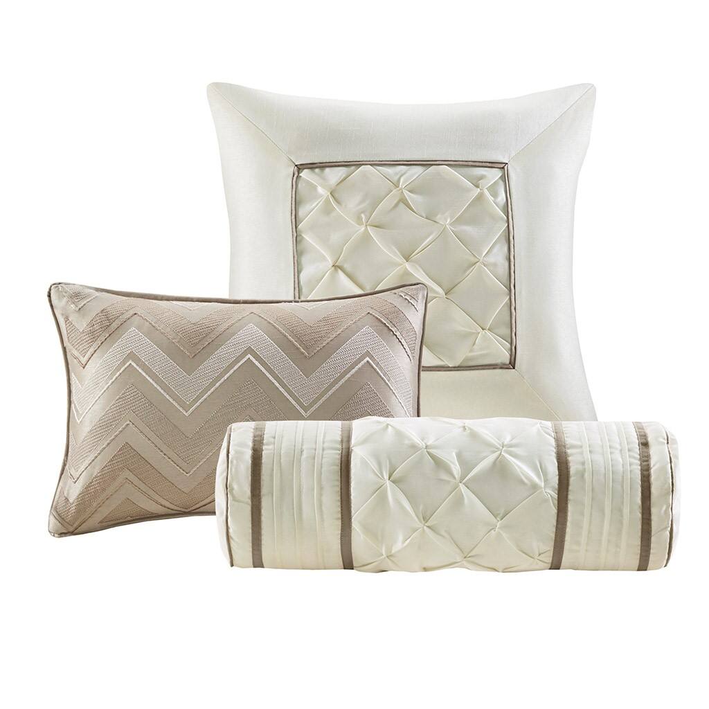 Alt View 3. Gracie Mills - Gracie Mills Shelby 7-Piece Padded Comforter Set - Taupe.