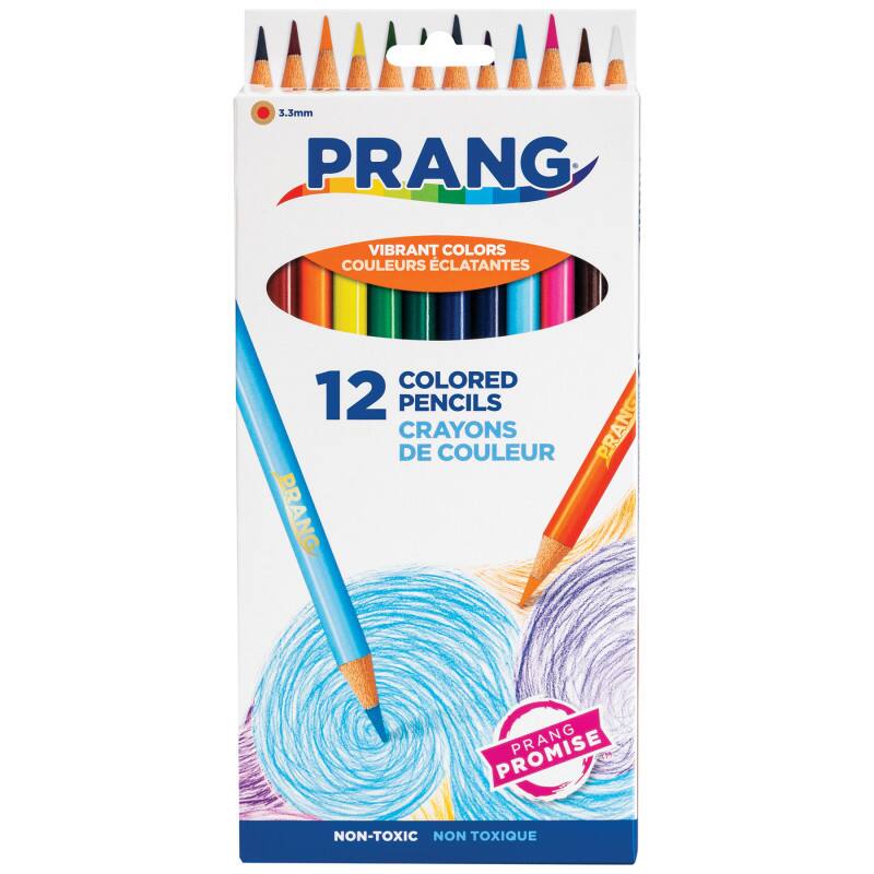 3.3mm PRANG VIBRANT COLORS COULEURS CLATANTES 12 COLORED PENCILS CRAYONS DE COULEUR PRANG PROMISE NON-TOXIC NON TOXIQUE