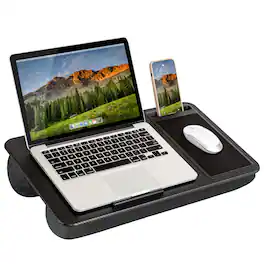 LapGear - Home Office Lap Desk (Fits up to 15.6" Laptop) - Black Carbon