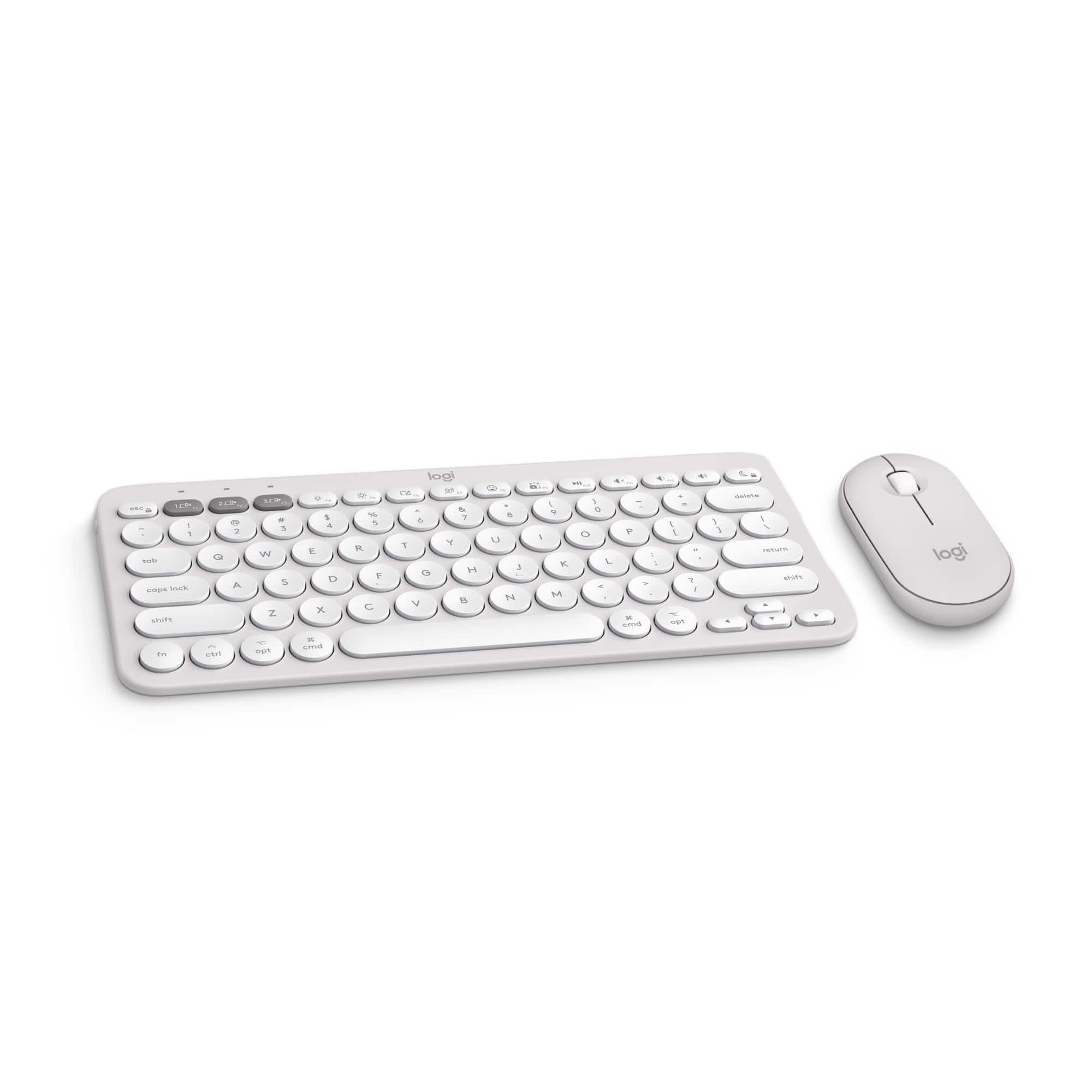 Logitech - Pebble 2 Wireless Keyboard & Mouse Combo for Mac, Bluetooth, Quiet Typing, Easy-Switch, Tonal - White