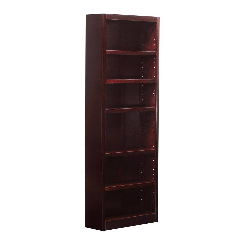 Left. Concepts in Wood - Single Wide Bookcase 6 Shelves Cherry Finish - Red.