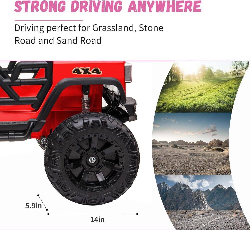 STRONG DRIVING ANYWHERE

Driving perfect for Grassland, Stone Road and Sand Road

4X4

5.9in

14in
