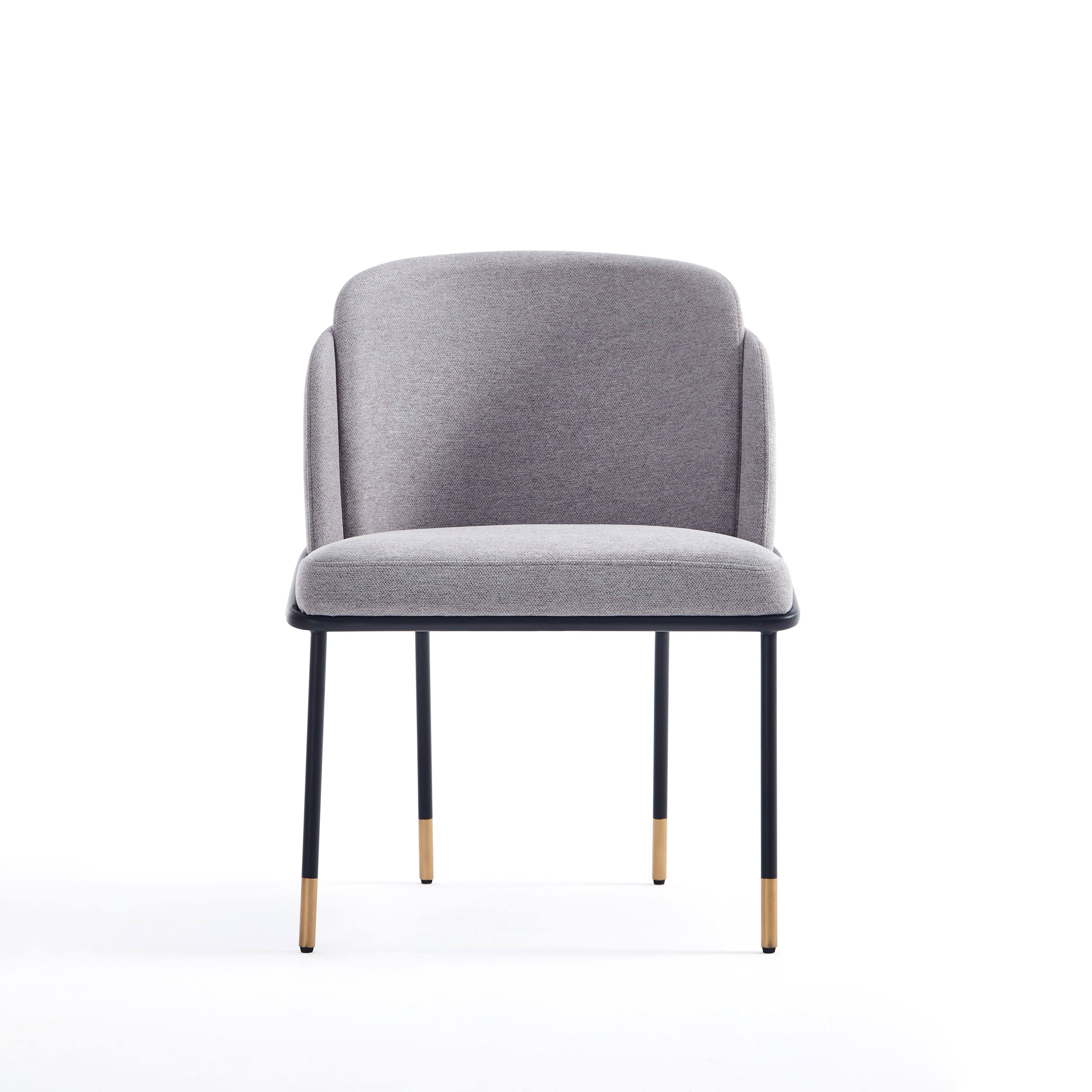 Back. Manhattan Comfort - Flor Modern Metal Twill Weave Dining Chair - Set of 2 - Gray.