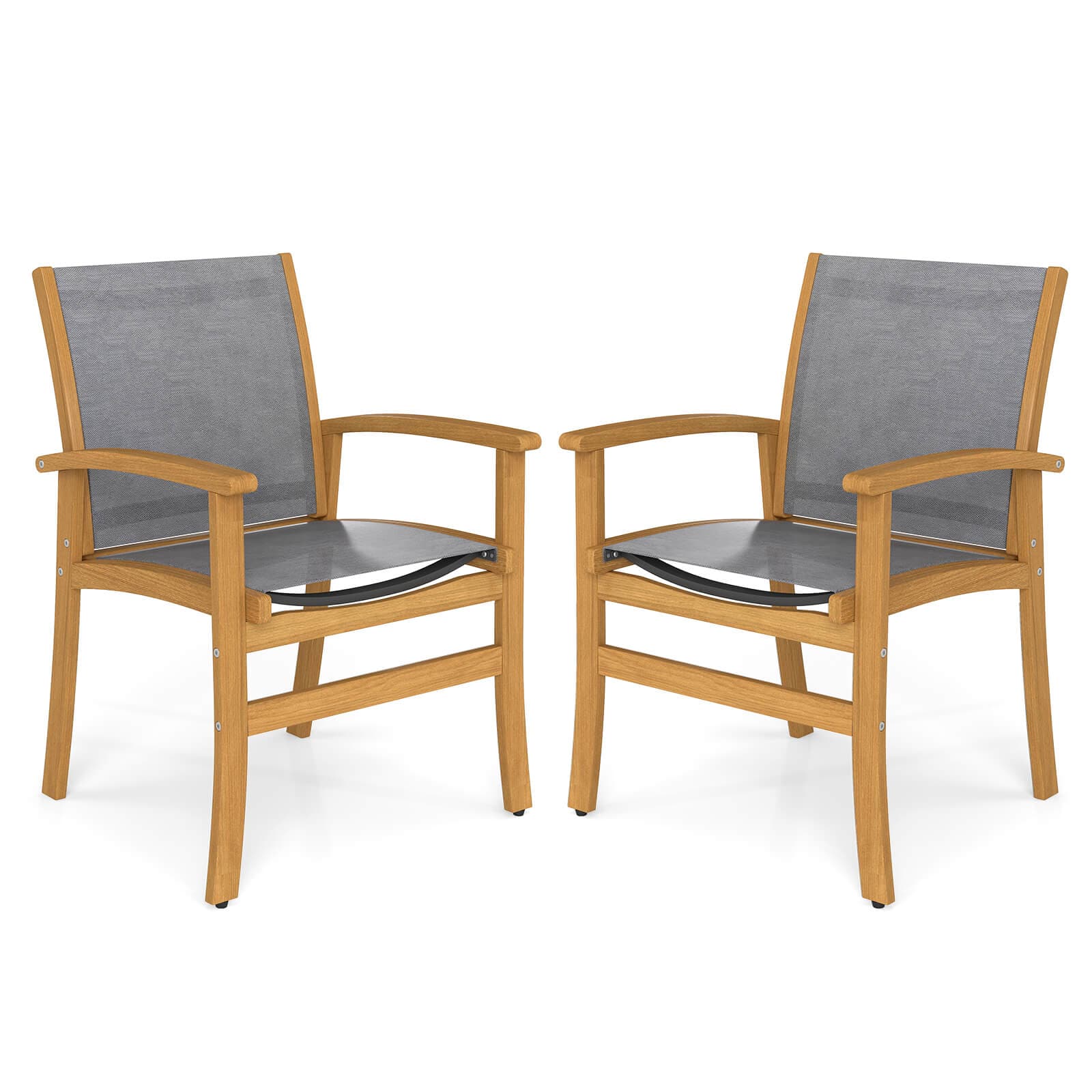 Costway - 2 PCS Outdoor Dining Chairs Acacia Wood Patio Chairs with Breathable Fabric Seat - Multicolor price history on PriceWatchPro
