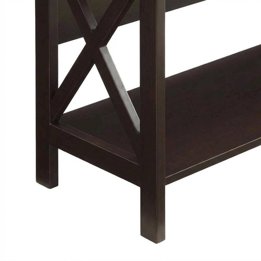 Left. FurniFact - Wooden 3 Tier Bookcase with Sturdy Construction and Versatile Storage - Espresso.