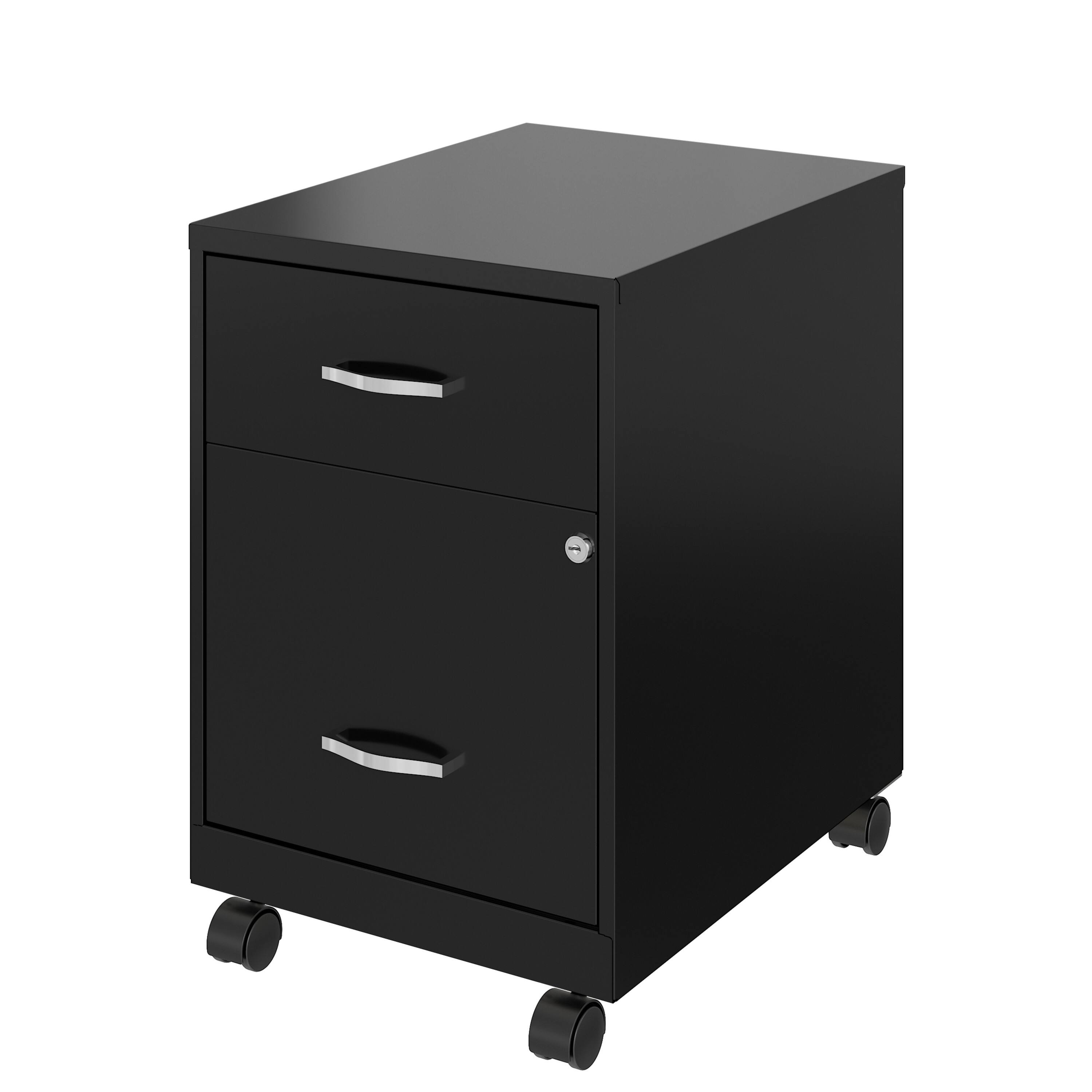 Left. Space Solutions - Space Solutions 18" Deep 2 Drawer Letter Width Mobile Vertical File Cabinet with Accessory Drawer, Black - Black.