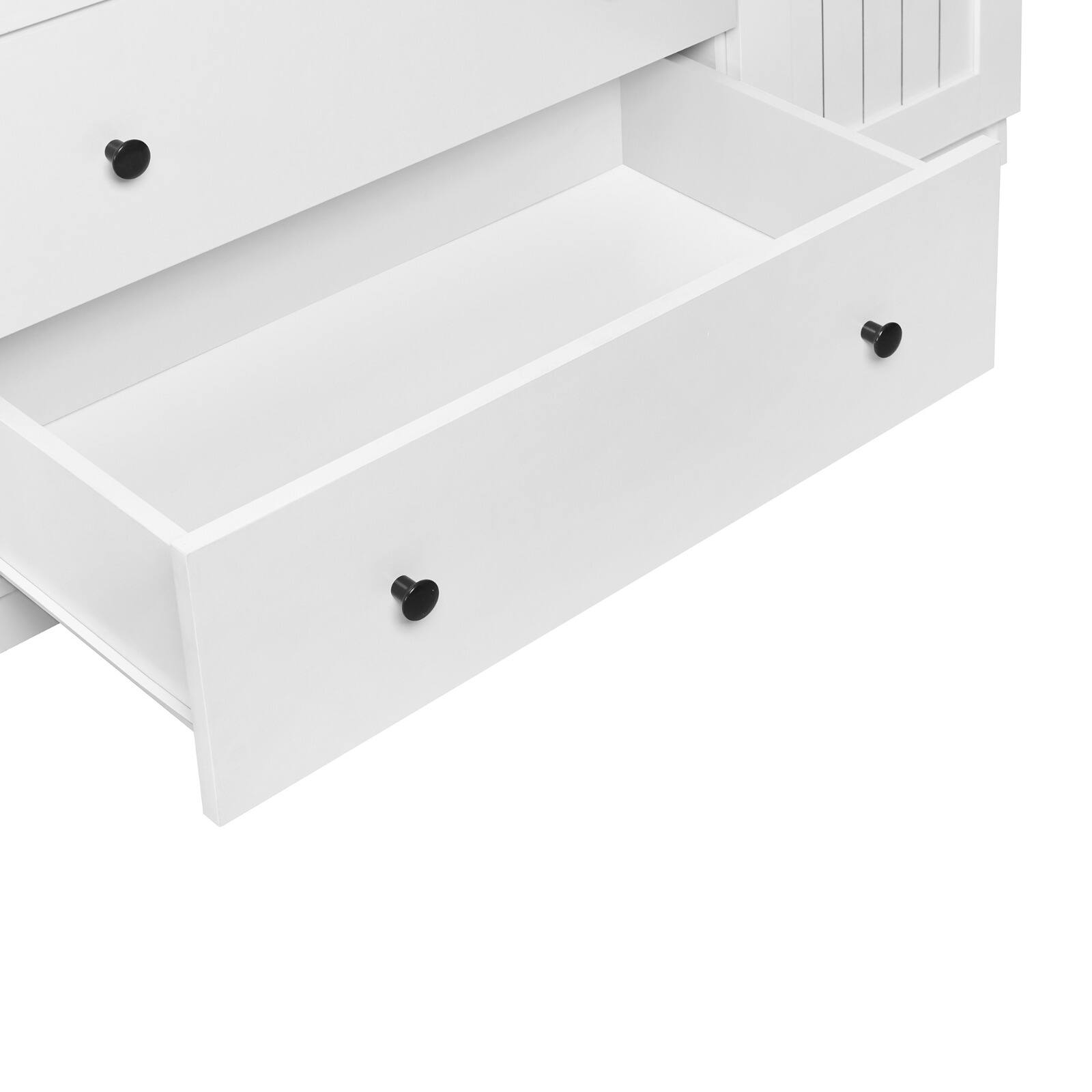 Alt View 2. Whisen - 4-Door Wardrobe Armoire Closet with 2 Drawers,Large Capacity Hanging and Storage Organizer - White.