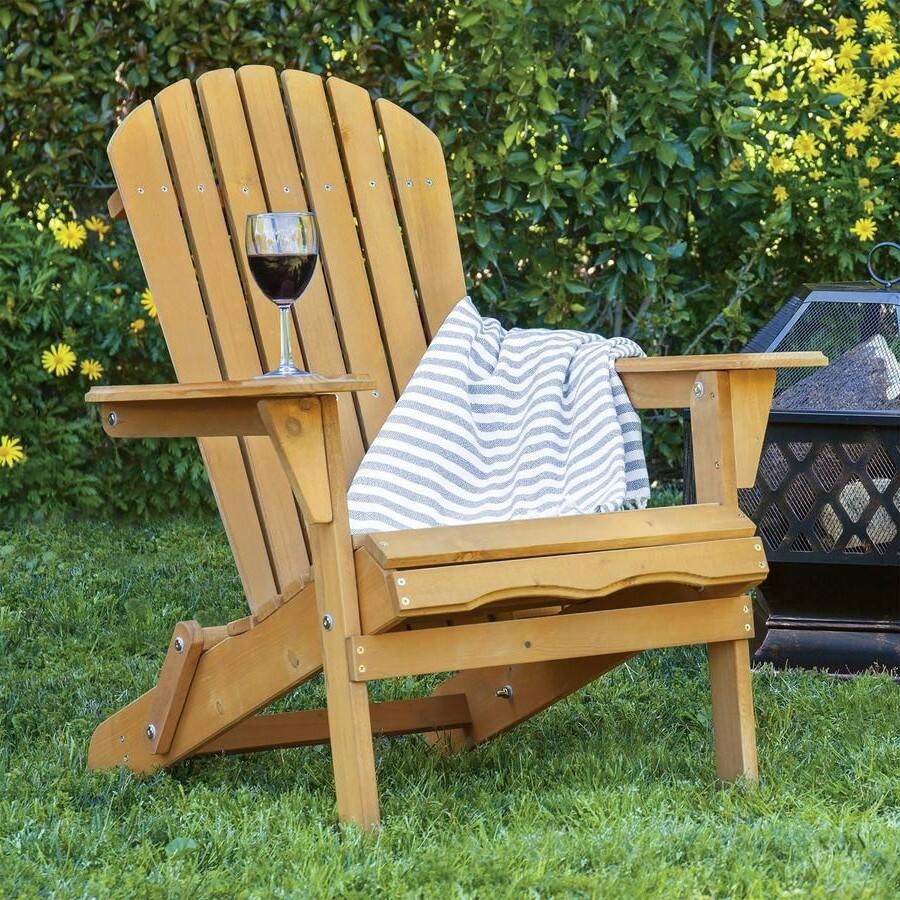 Alt View 1. Hivvago - All Weather Adirondack Large Foldable Chair Natural Finish - Brown.