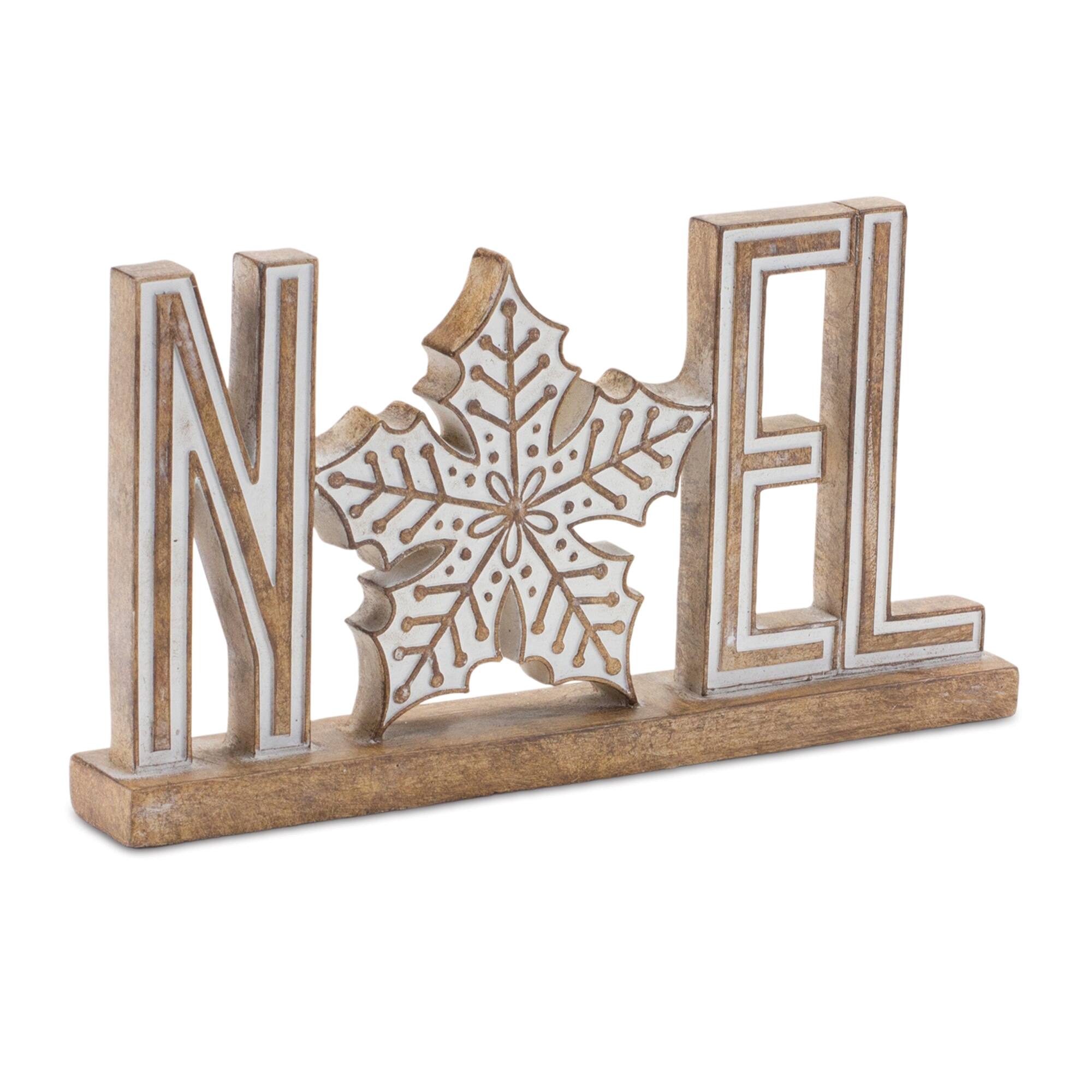 Back. BreeBe - Joy and Noel Tabletop Sign (Set of 4) - Brown.