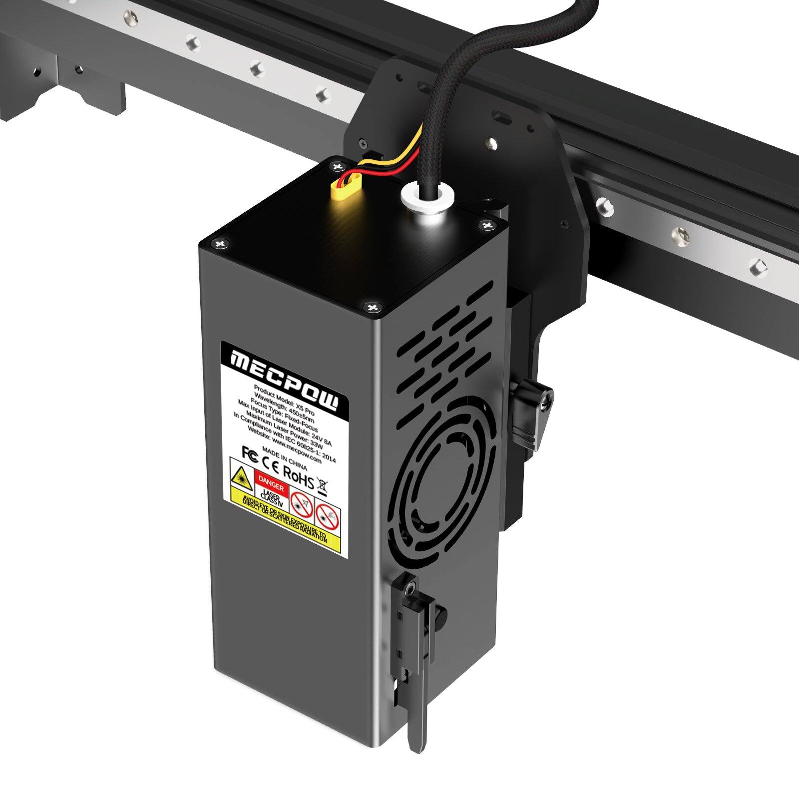MECPOW  
Product Model: MEC-230W  
Input: 100-240V~ 50/60Hz 1.2A  
Output: 24V 9.6A  
Made in China  
FC CE RoHS  
www.meow.m  
DANGER  
High Voltage