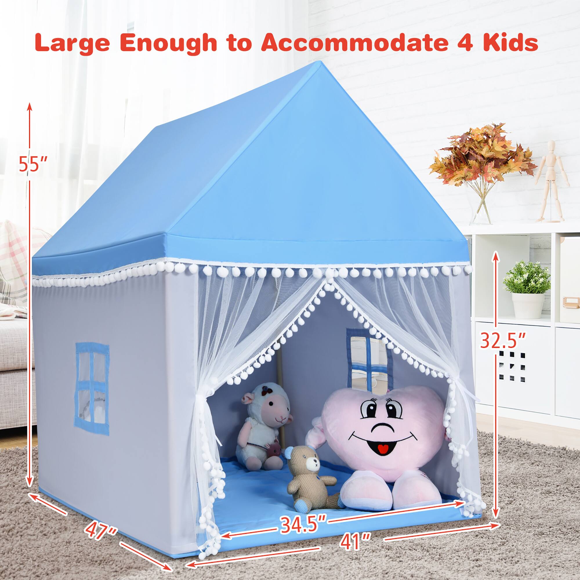 Large Enough to Accommodate 4 Kids 55" 32.5" 47" 34.5" 41"