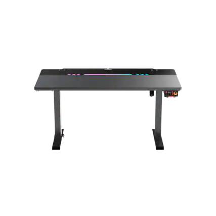 Front. DXRacer - DXRacer Tidal Series Gaming Desk – Black Large, RGB Lighting with App Control & Integrated Cable Management - Black.