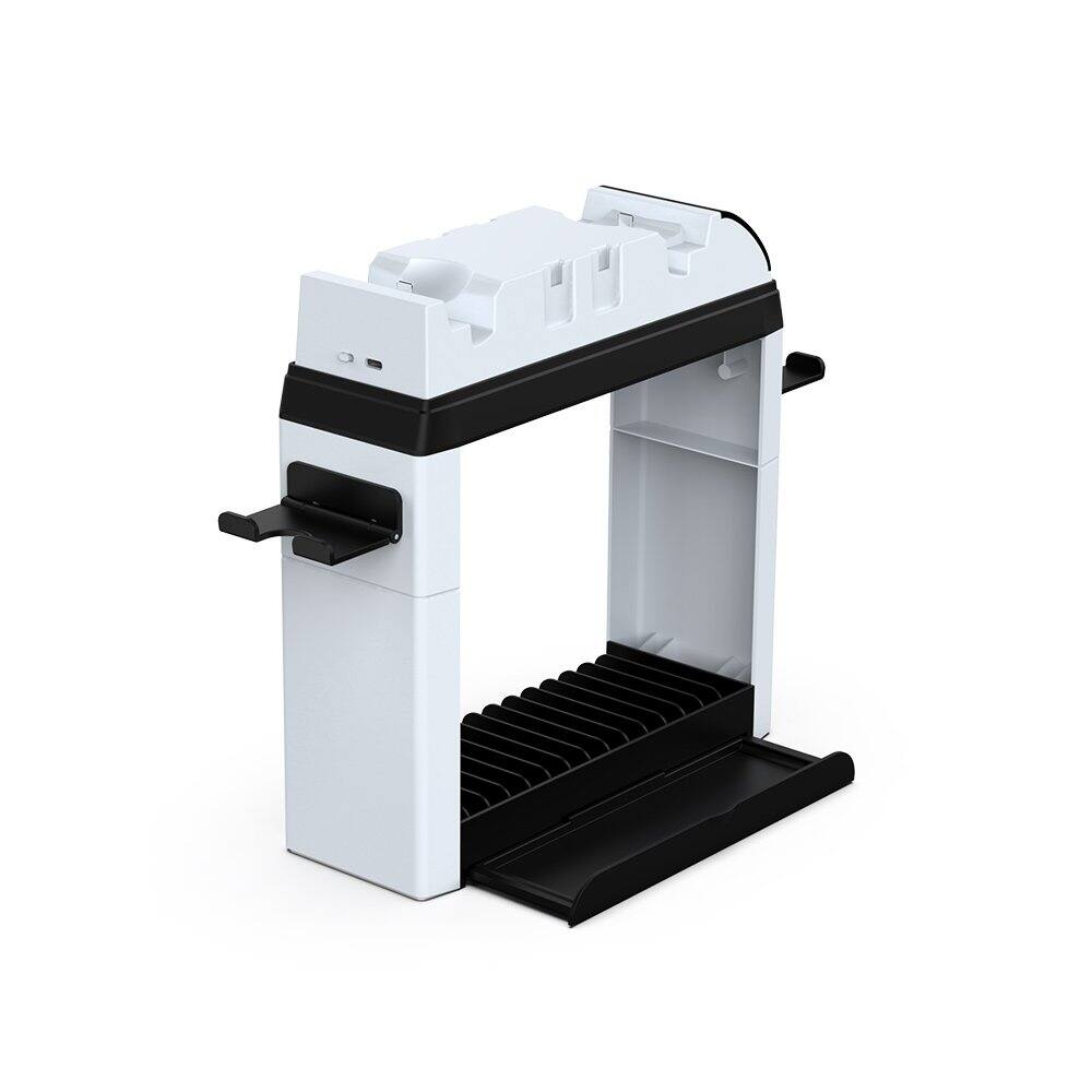 Left. Dobe - TNS-2113 Switch Games Organizer Holder and Charging Dock for Nintendo Switch, Switch Storage Rack Stand Accessories kit - white.