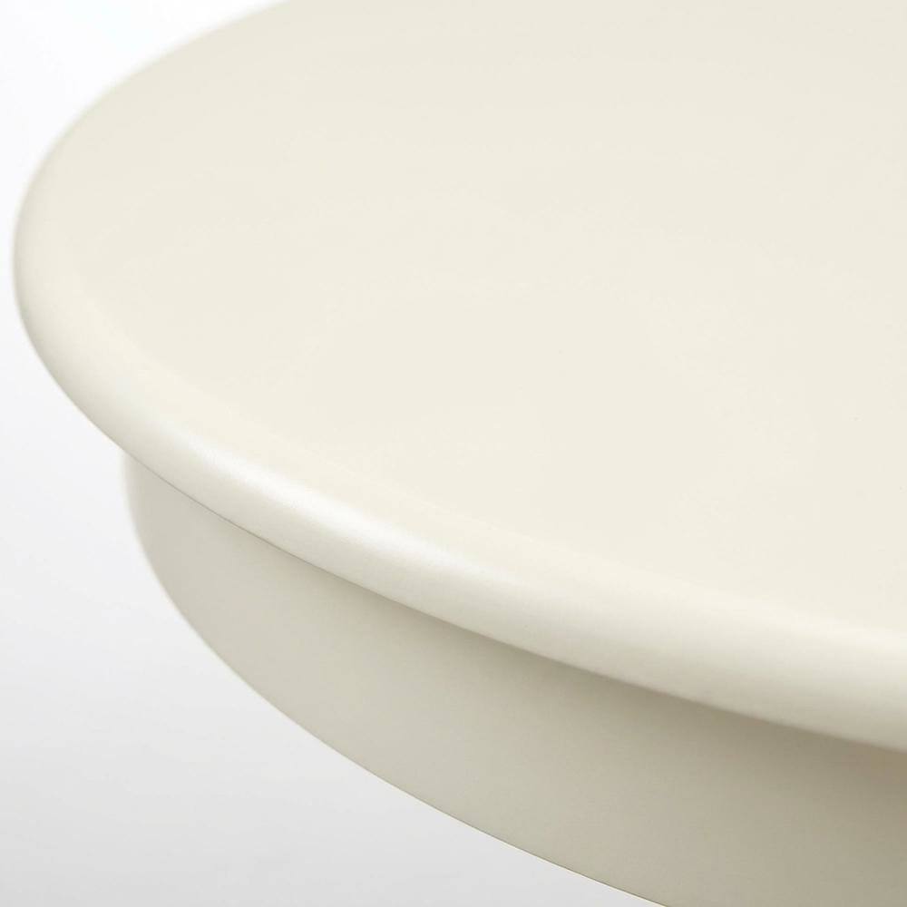Back. FurniFact - Elegant Round Small Dining Table – White Finish, Ideal for 2 or 4 - Linen White.