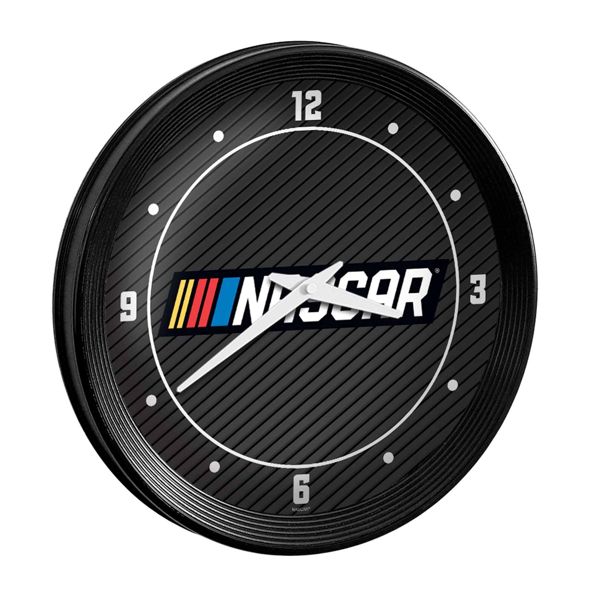 Front. The Fan-Brand - NASCAR 15" Ribbed Frame Wall Clock - Multicolor.