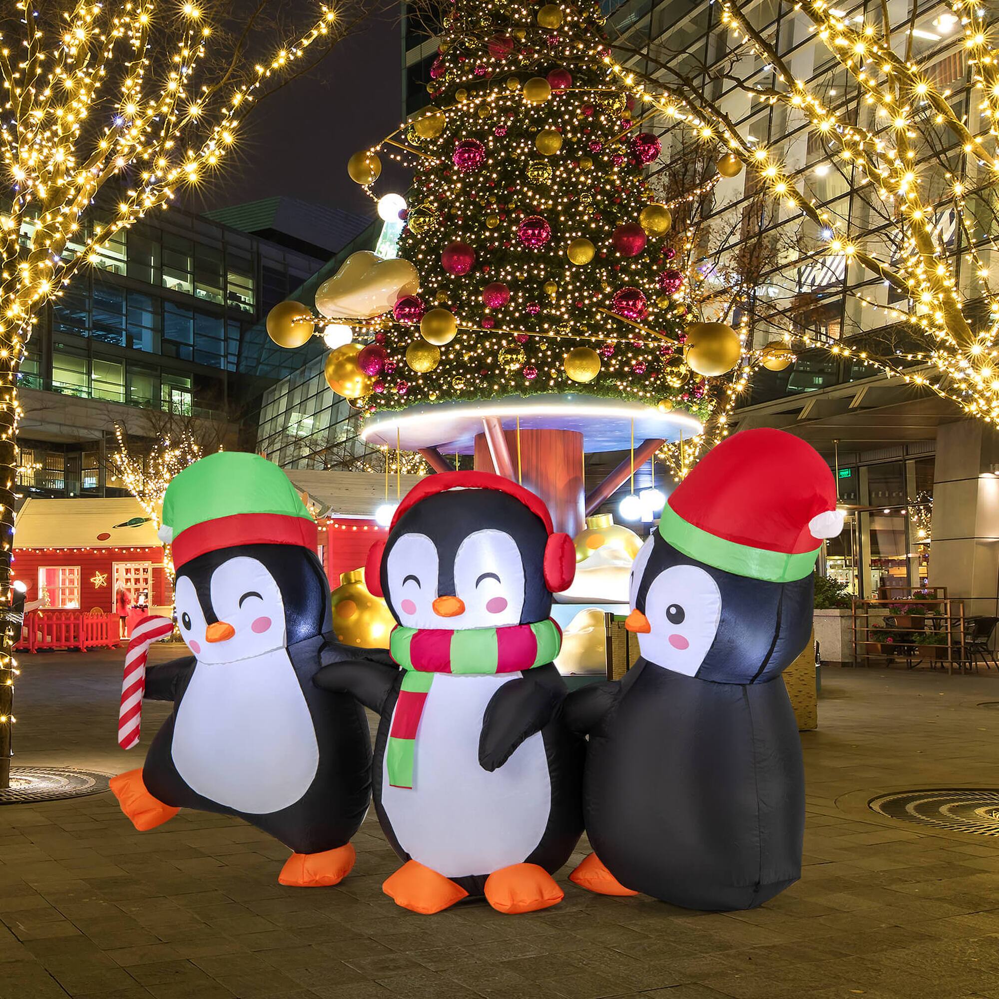 Alt View 1. Costway - Costway Christmas Inflatable Penguins Family Pre-Lit Festive Inflatable with LED Lights - Multicolor.