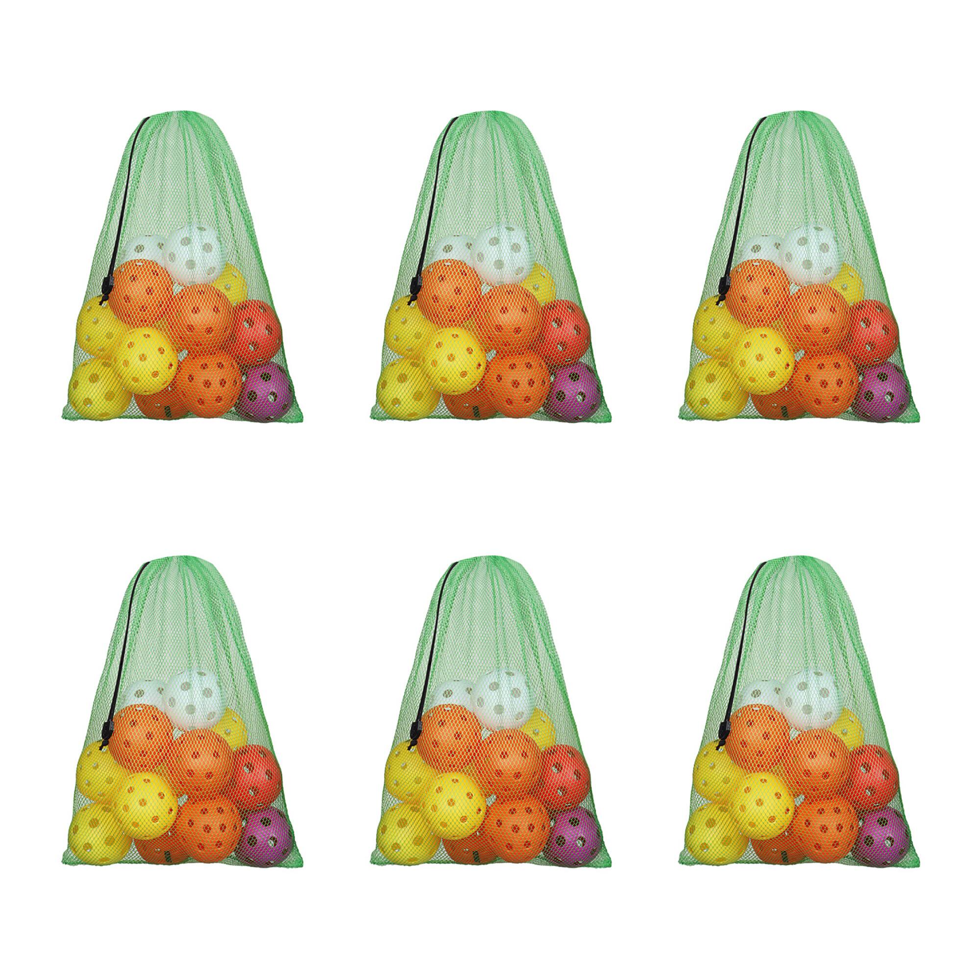 GSE Games & Sports Expert - 18"x12" Mesh Drawstring Net Bag, Sports Equipment Storage Bag for Gym Gear, Clothes...6pack) - green