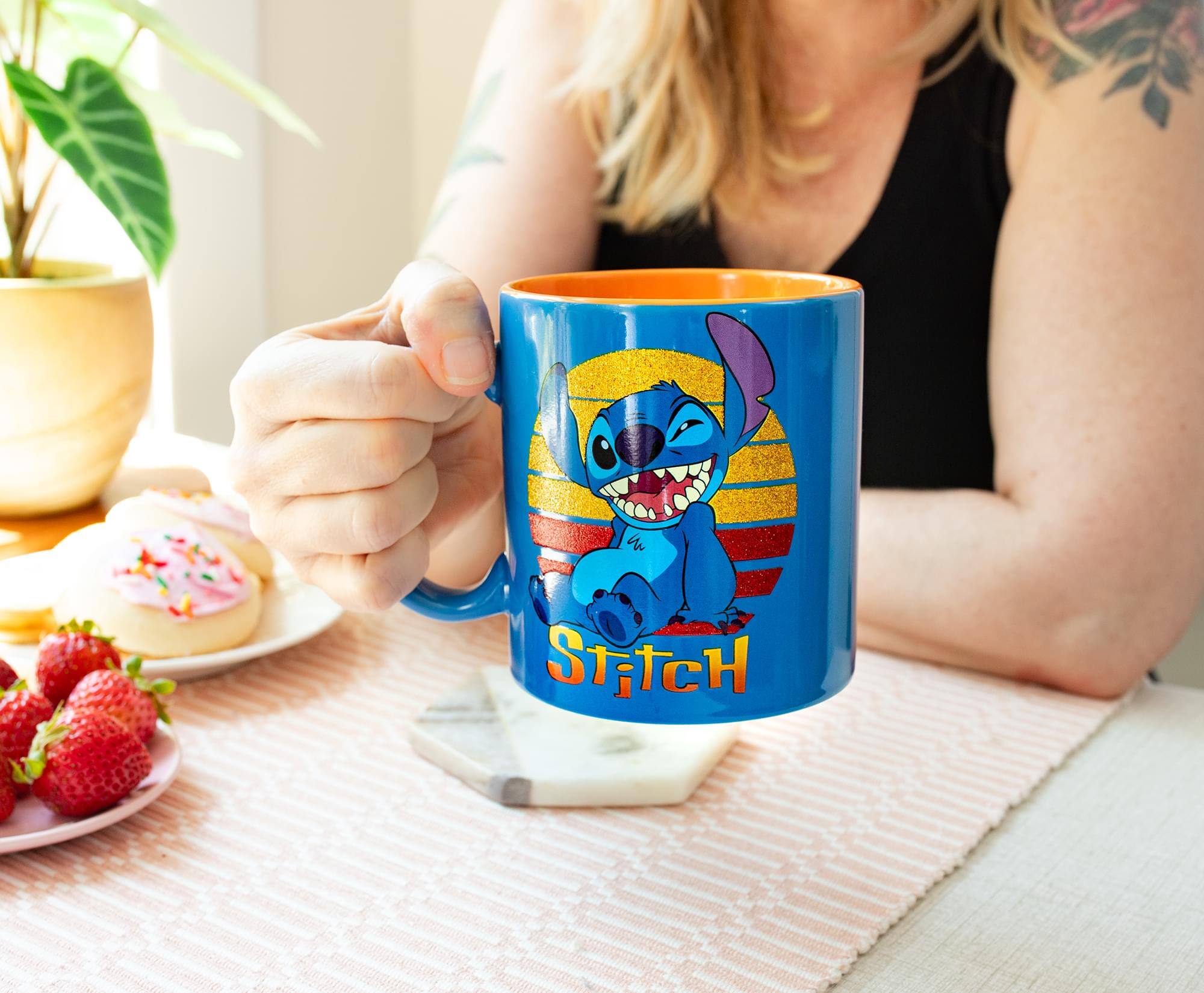 Alt View 5. Silver Buffalo - Disney Lilo & Stitch Sunset Ceramic Glitter Mug | Holds 20 Ounces - Blue.