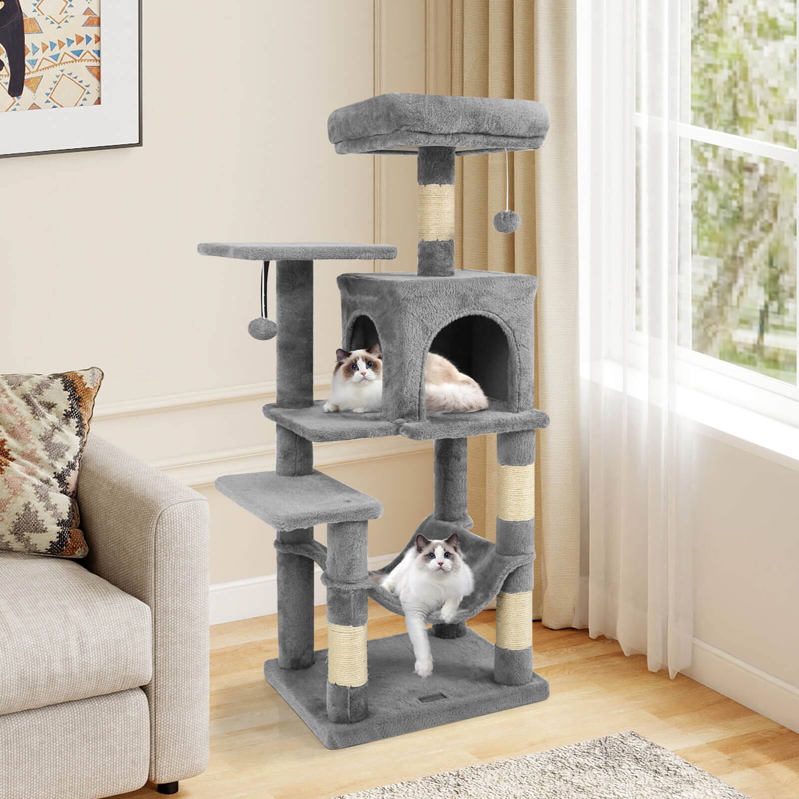 Alt View 3. Costway - Costway 44" Tall Multi-level Cat Tree with Cushion Top Perch, 2-Entrance Large Cat Condo.