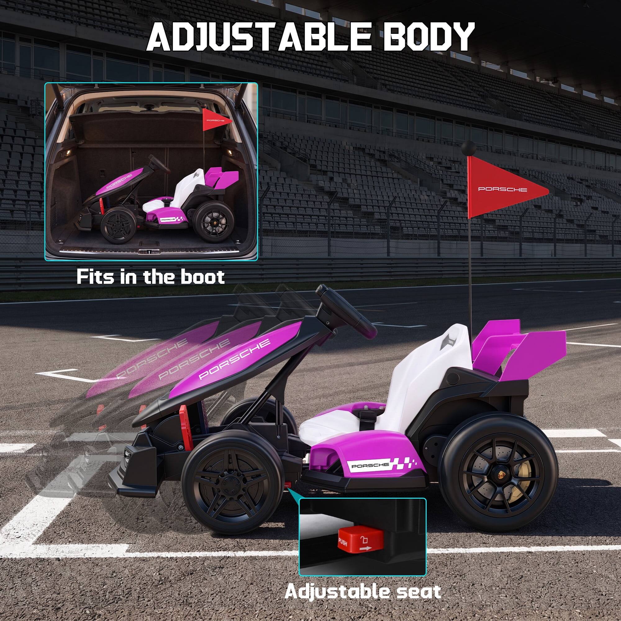 ADJUSTABLE BODY

PORSCHE

Fits in the boot

Adjustable seat