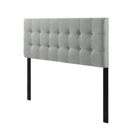 FurniFact - Upholstered Fabric Queen Headboard with Padded Design and Durable Frame - Gray