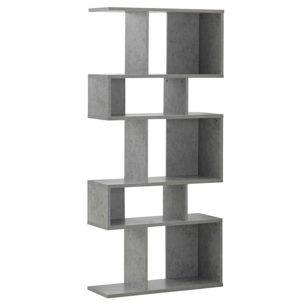 Pefilos - 5 Cubes Ladder Shelf Corner Bookshelf Display Rack Bookcase- Tall Bookshelf, Shelves for Living Room, Home Office - Gray