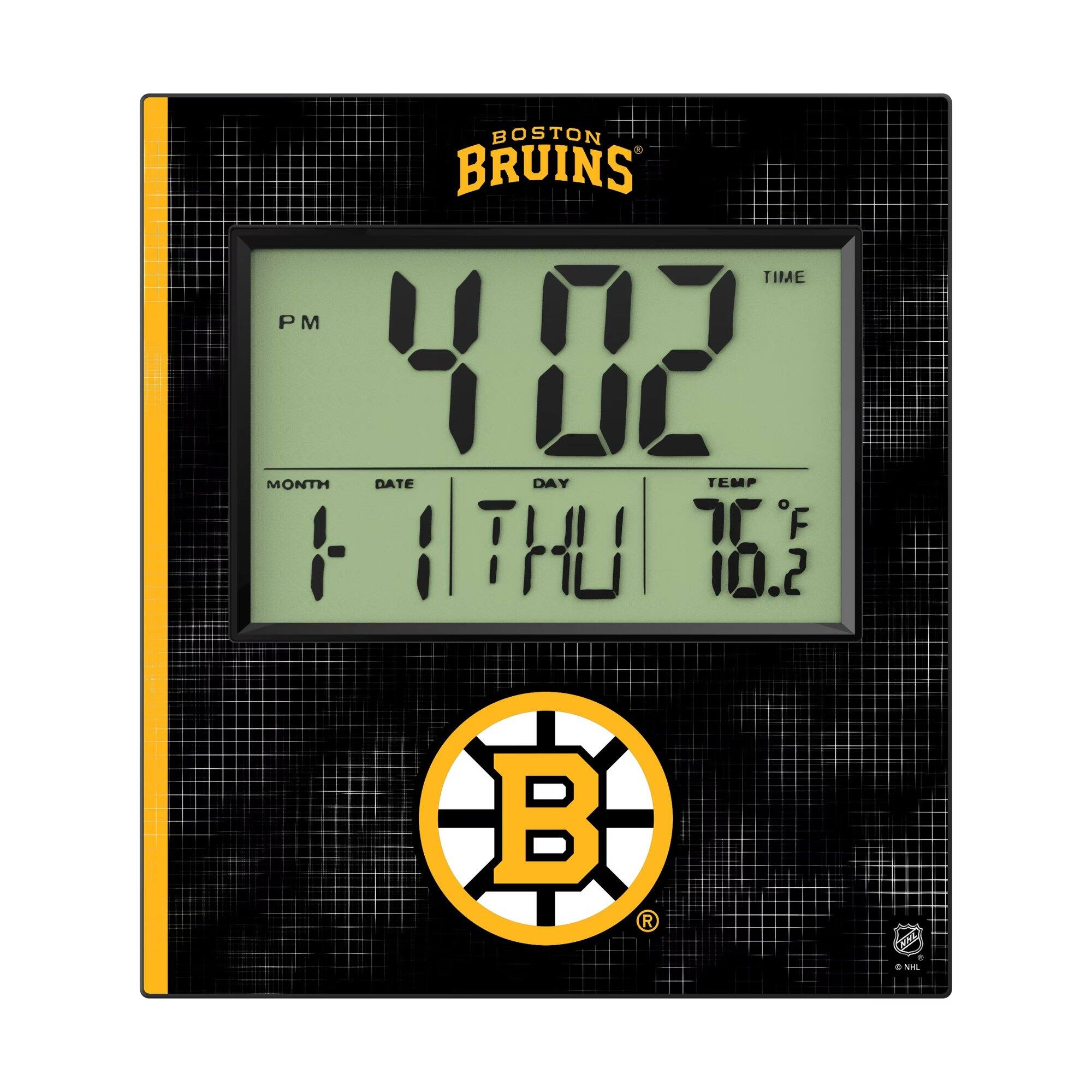 BOSTON BRUINS

PM 4:02

MONTH 1 DATE 1 DAY THU TEMP 76.2°F

NHL