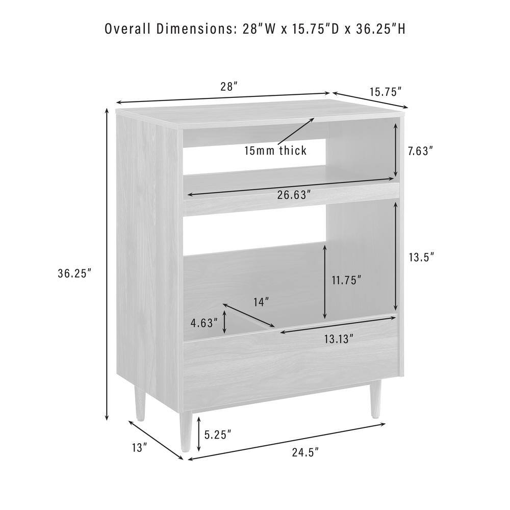Overall Dimensions: 28"W x 15.75"D x 36.25"H

- 28"
- 15.75"
- 15mm thick
- 7.63"
- 26.63"
- 36.25"
- 11.75"
- 13.5"
- 14"
- 4.63"
- 13.13"
- 13"
- 5.25"
- 24.5"