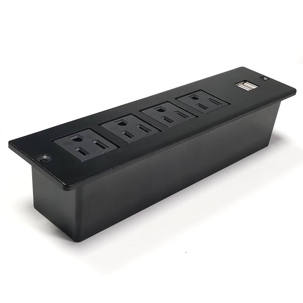 Alt View 1. Cluzine - Recessed Multi-Function Power Strip with USB Ports, Multi-Outlet Desktop Power Socket, Hidden Plug-in Board - White.