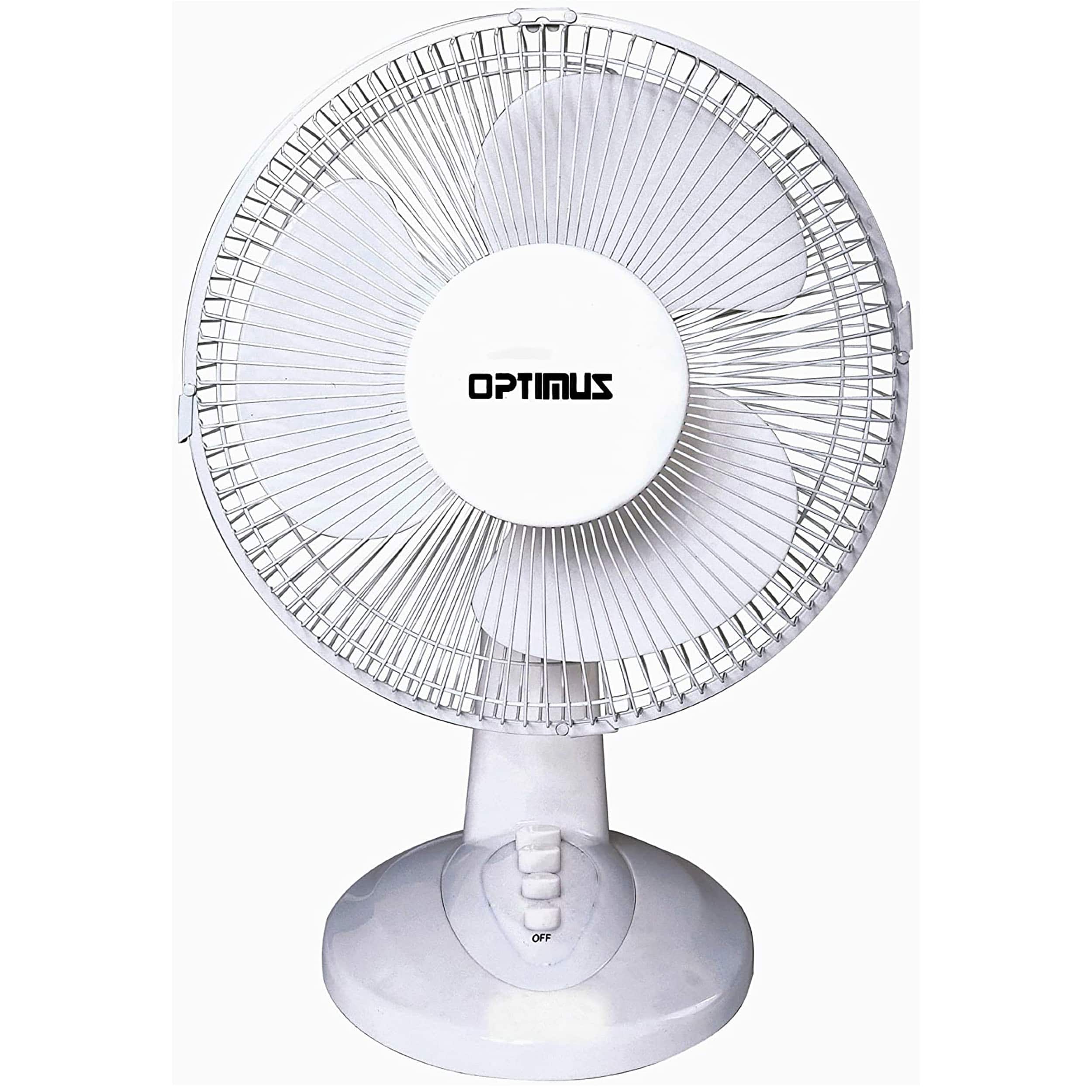 Optimus - 12" Oscillating Table Fan - White
