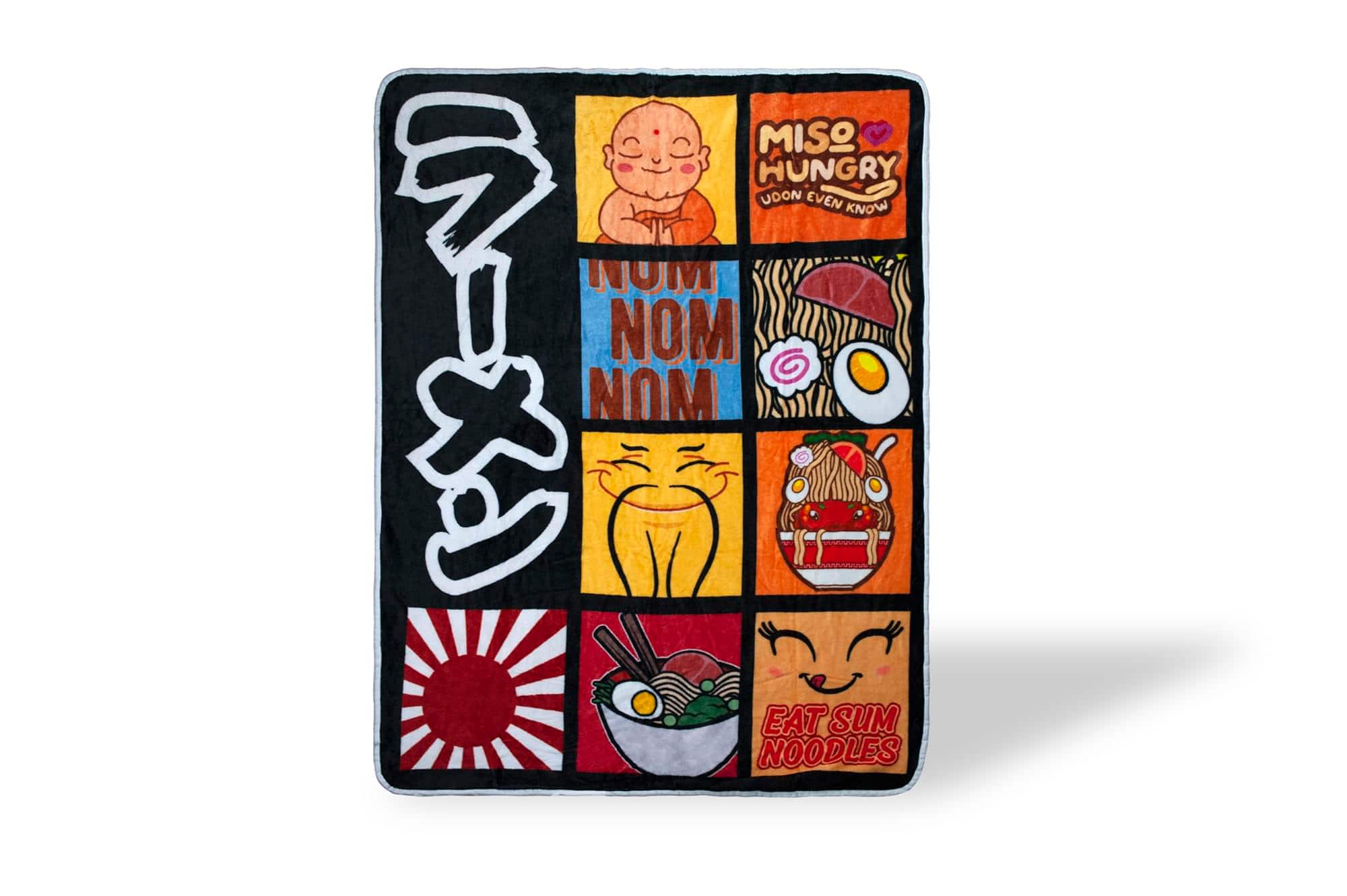 Toynk - Ramen Noodle Lover Throw Blanket | 45 x 60 Inch Soft Fleece Blanket - Black
