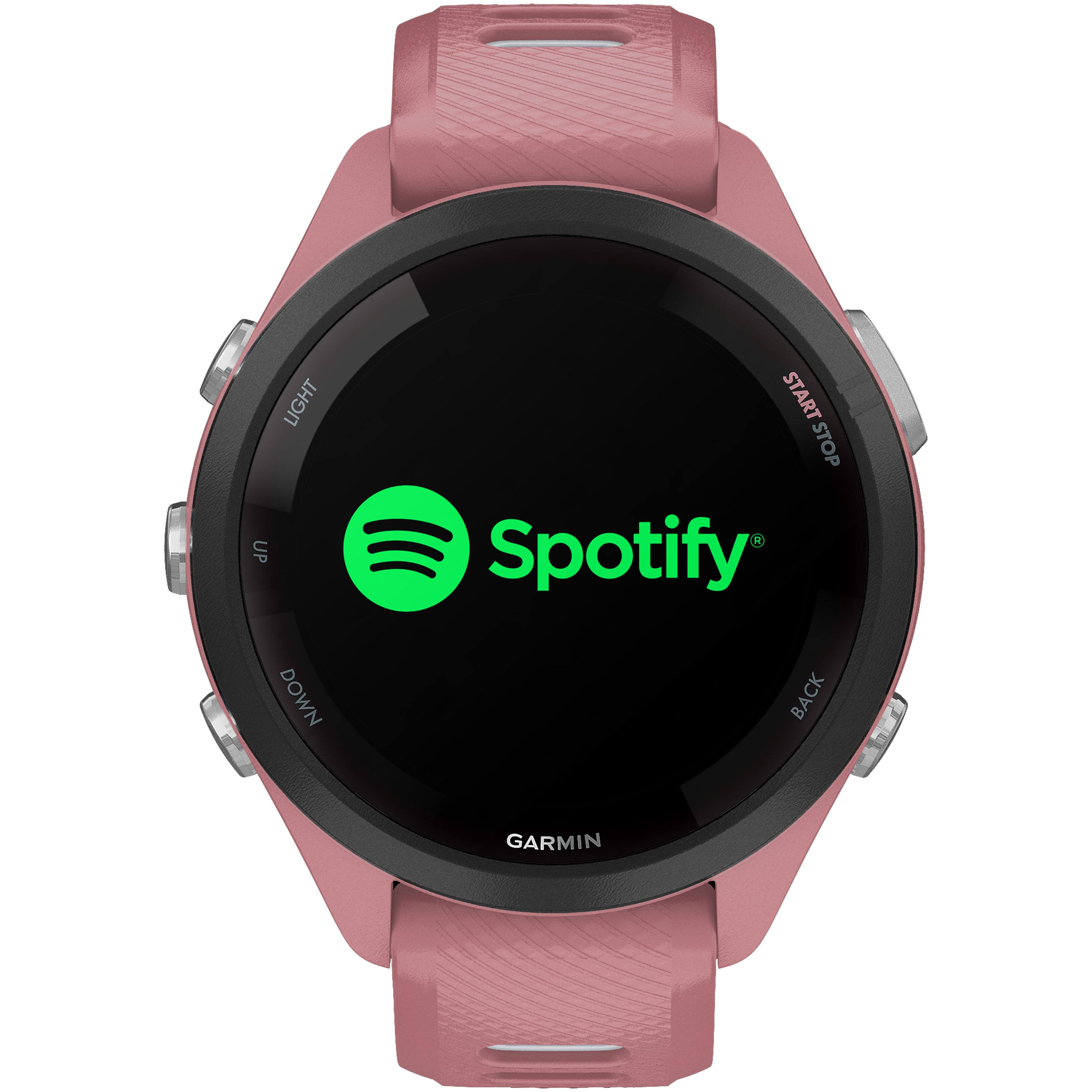 The text on the image reads "Spotify" and "Garmin".