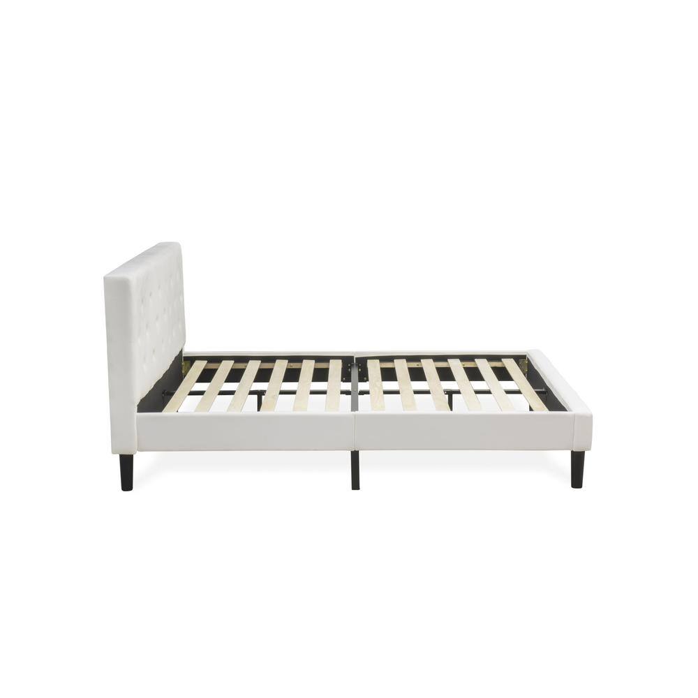 Alt View 1. East West Furniture - NL19Q-1HA05 2 Piece Bedroom Set - 1 Wood Bed White Velvet Fabric Headboard and 1 Night Stand for Bedroom - White Finish - White Velvet.