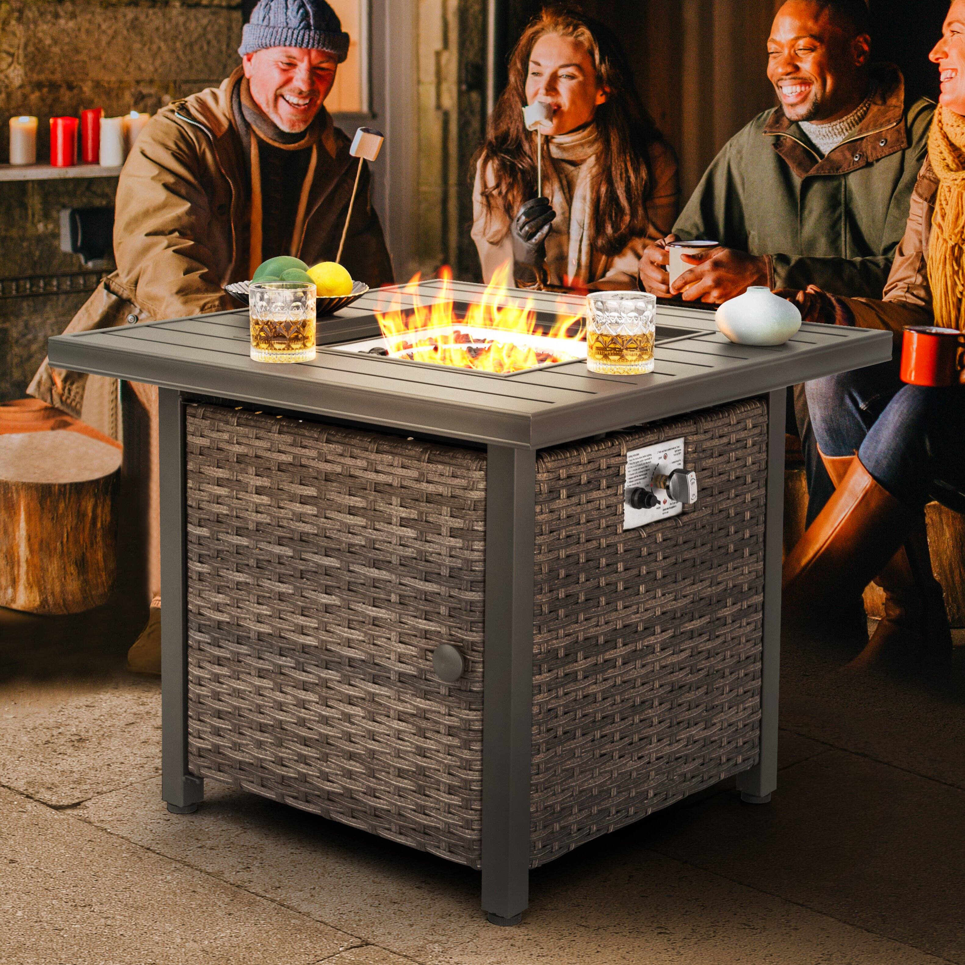 Alt View 9. Nuu Garden - Outdoor 43" Fire Pit Table, 50,000 BTU Propane Fire Pit with Lid - Brown.