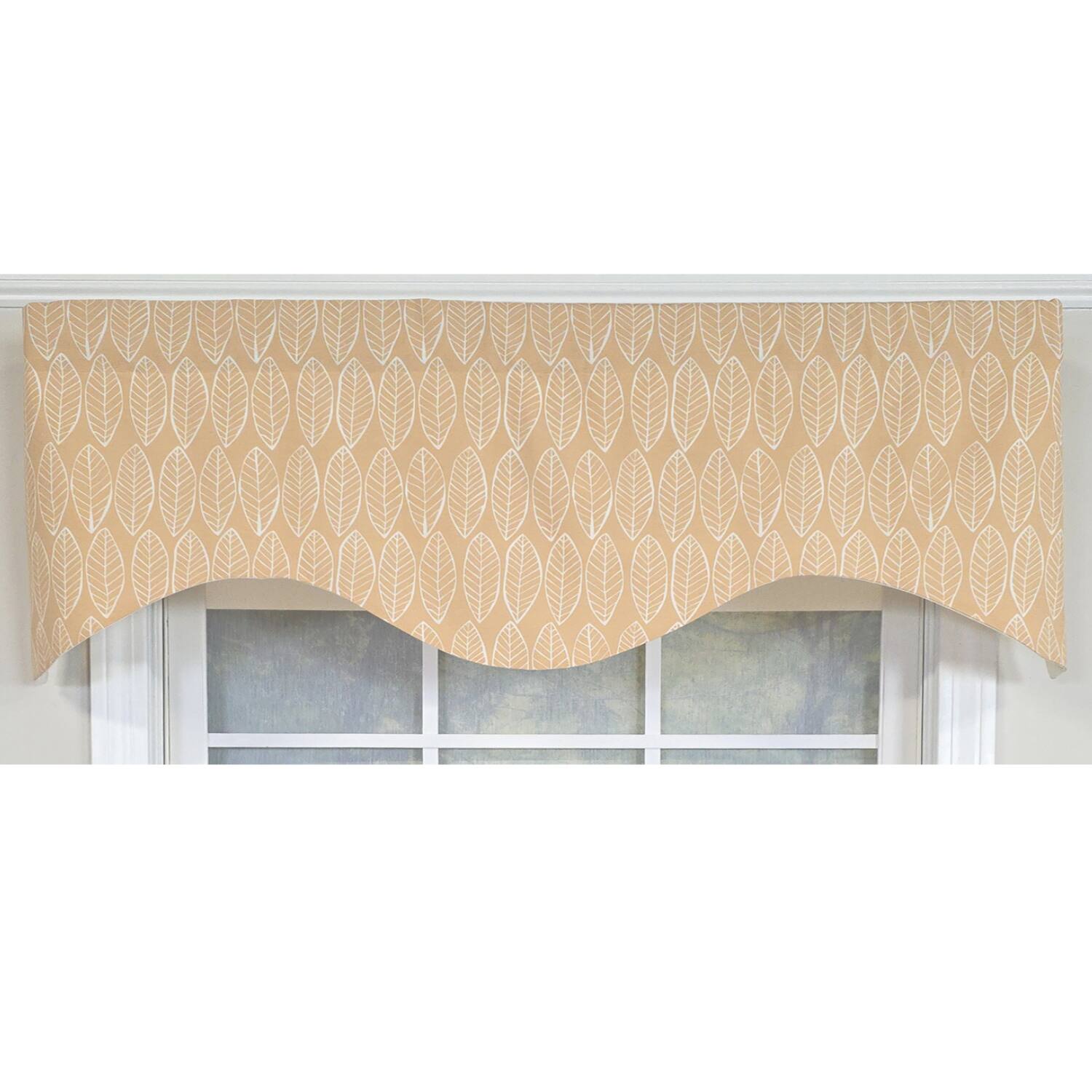 Left. RLF Home - RLF Home Fall Cornice Valance - 100% Cotton with Ivory Lining 50" x 17"  Tan - Tan.