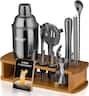 KITESSENSU - Cocktail Shaker Set Bartender Kit with Stand | Bar Set Drink Mixer Set with All Essential Bar Accessory Tools - Black
