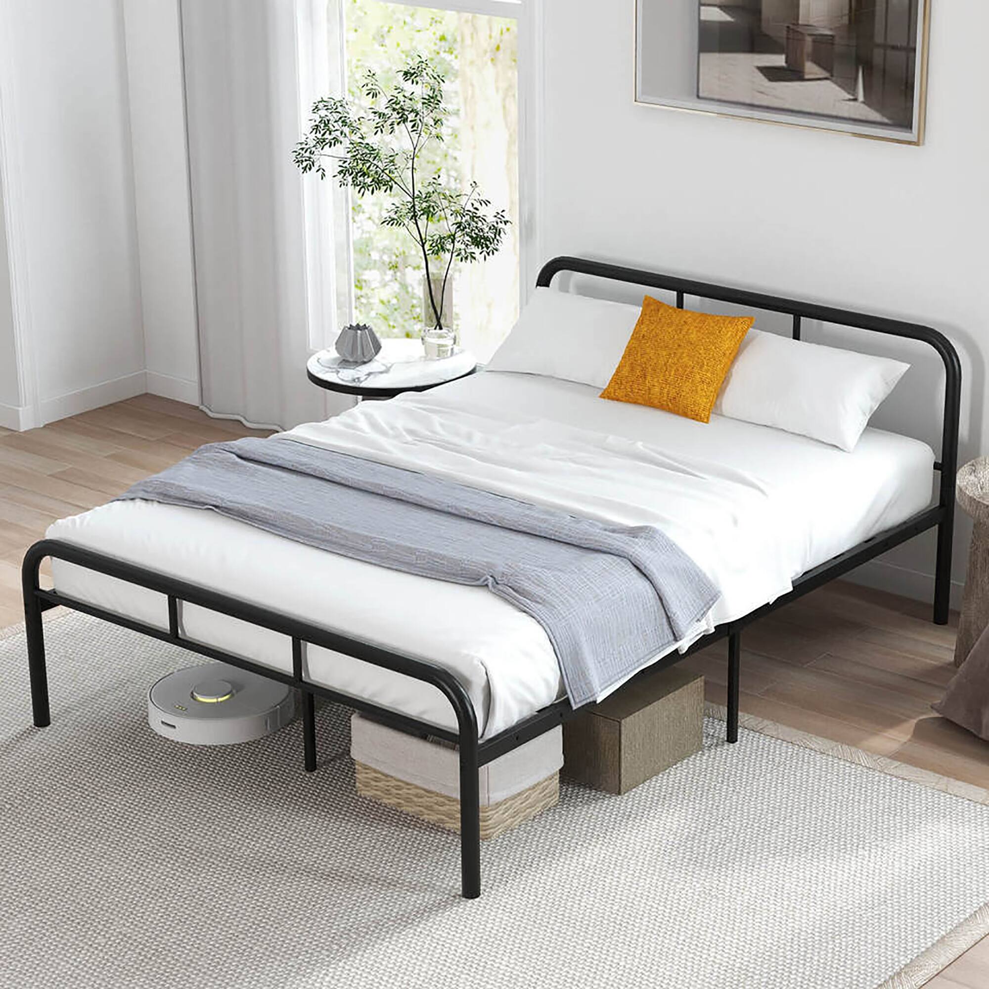 Alt View 9. Gymax - Gymax Full Size Bed Frame Metal Platform Bed Base w/ Headboard & Footboard Black - Black.