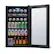 The image shows a refrigerator with a variety of drinks inside. There are several cans of soda, including Mountain Dew, and a few bottles of beer. The refrigerator is filled with a wide assortment of drinks, making it a convenient place to store and access beverages.