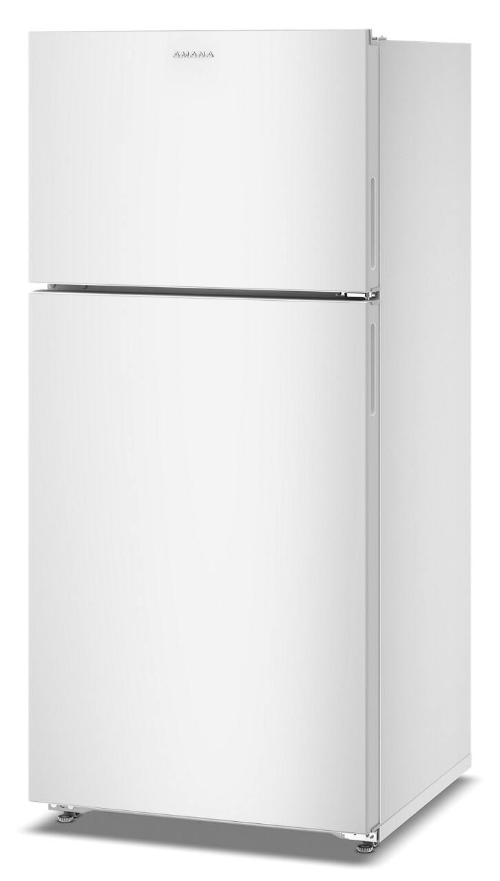 Left. Amana - 28 in. Wide 14.3 cu. ft. Top-Freezer Refrigerator With A Large Crisper Drawer - White.