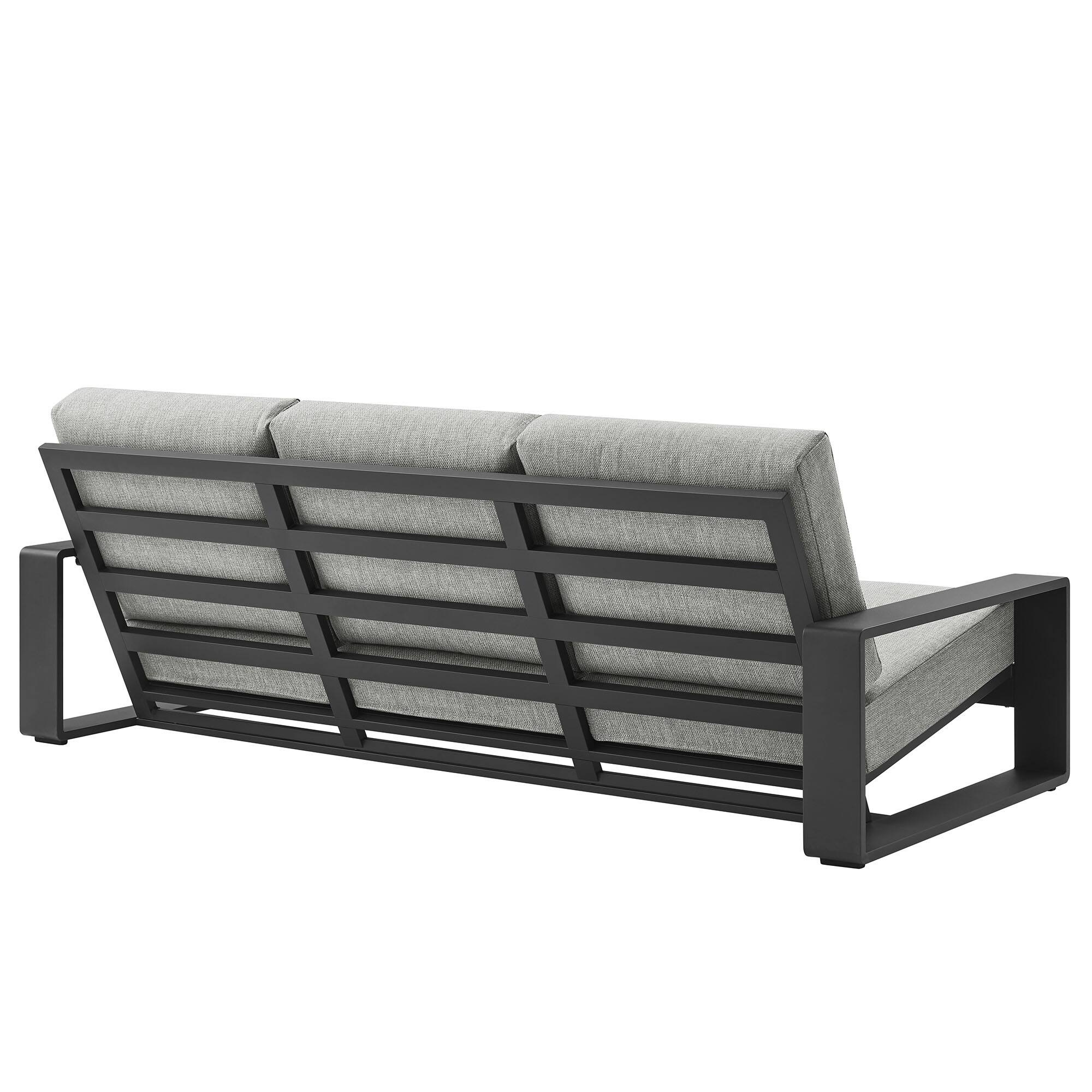 Alt View 4. Modway - Lirienne 4-Piece Outdoor Patio Aluminum Furniture Set - Powder-Coated Frame, Foam-Cushioned Seats - Light Gray.