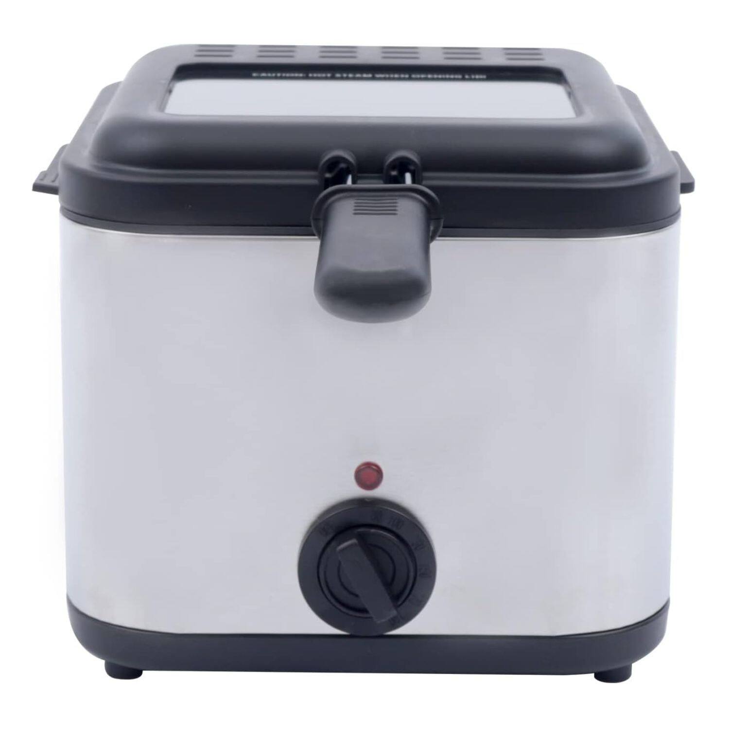 Left. Stock Preferred - Compact 2.5L Electric Deep Fryer with Basket 1000W Stainless Steel - White + Black.