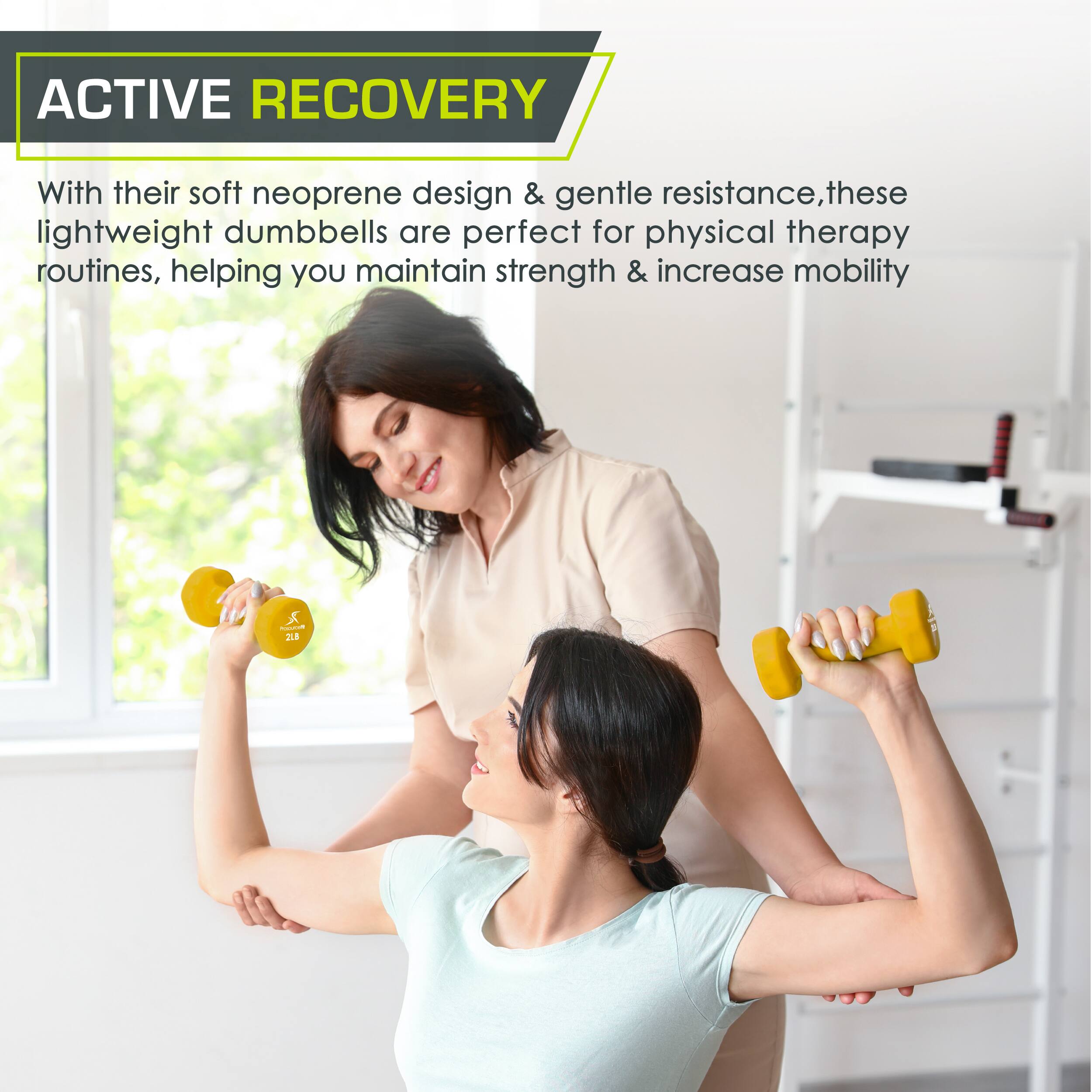 ACTIVE RECOVERY

With their soft neoprene design & gentle resistance, these lightweight dumbbells are perfect for physical therapy routines, helping you maintain strength & increase mobility. x - 218