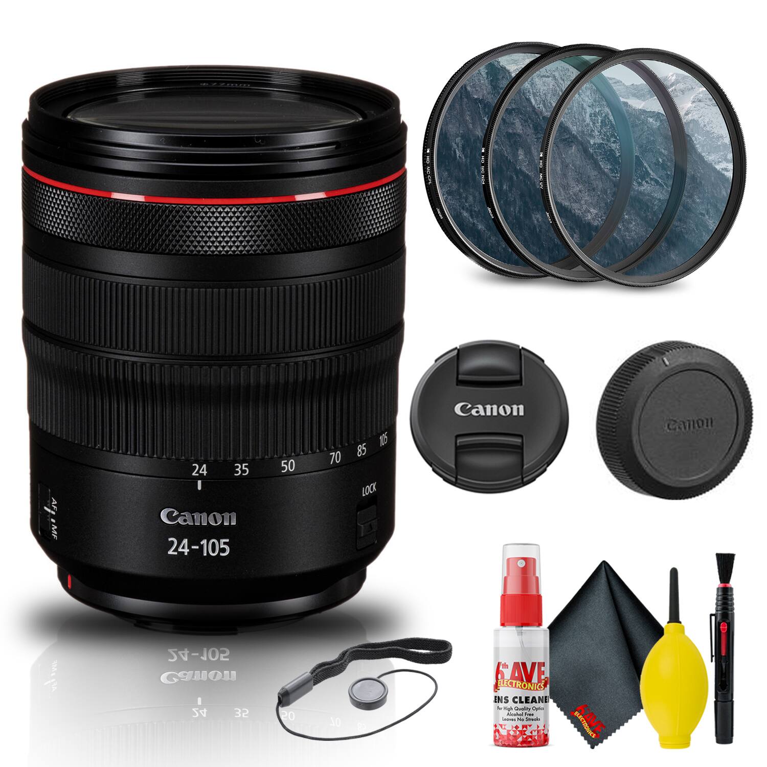 Canon - RF 24-105mm f/4L IS USM Lens (2963C002) + Filter Kit + Cap Keeper Base Bundle (International Version)