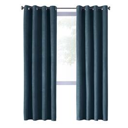 Commonwealth Home Fashions - Thermaplus Navar Faux Suede Textured Blackout Window Treatment Grommet Curtain Panel 54" x 63" - Navy