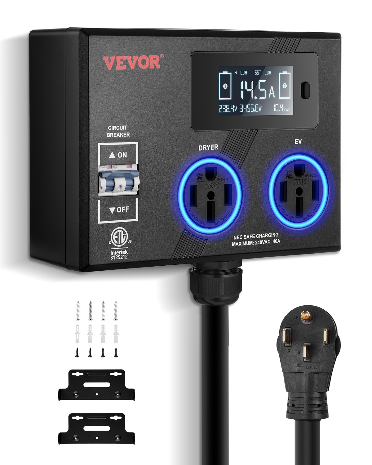 VEVOR - NEMA Splitter for Dryer and EV, 3-Color LED Indicator, 240V Smart Power Distribution - Black price history on PriceWatchPro