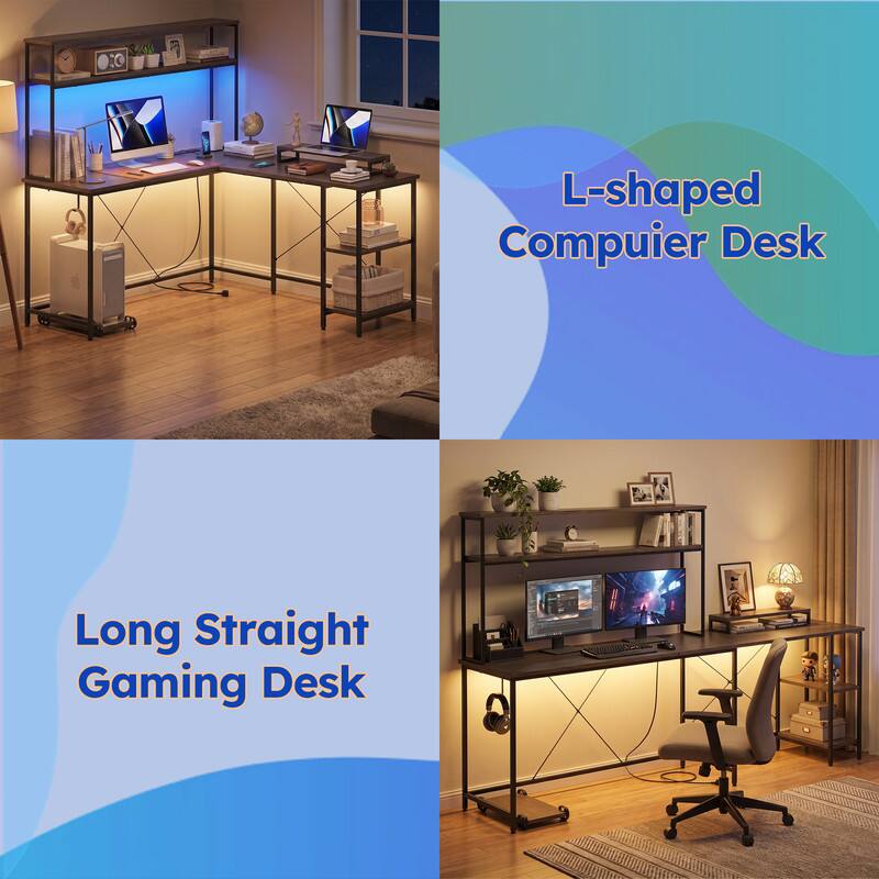 L-shaped Computer Desk  
Long Straight Gaming Desk