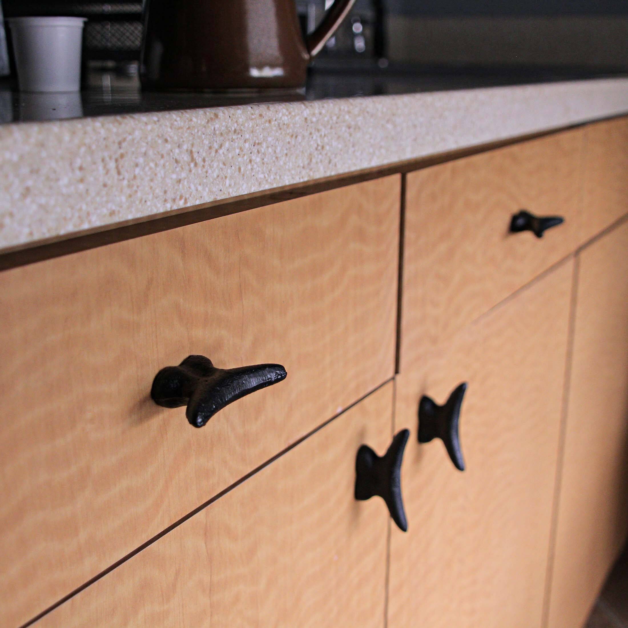 Alt View 4. Zeckos - 2.5 In Cast Iron Black Nautical Cleat Drawer Pulls Cabinet Knobs Set of 6 - Black.