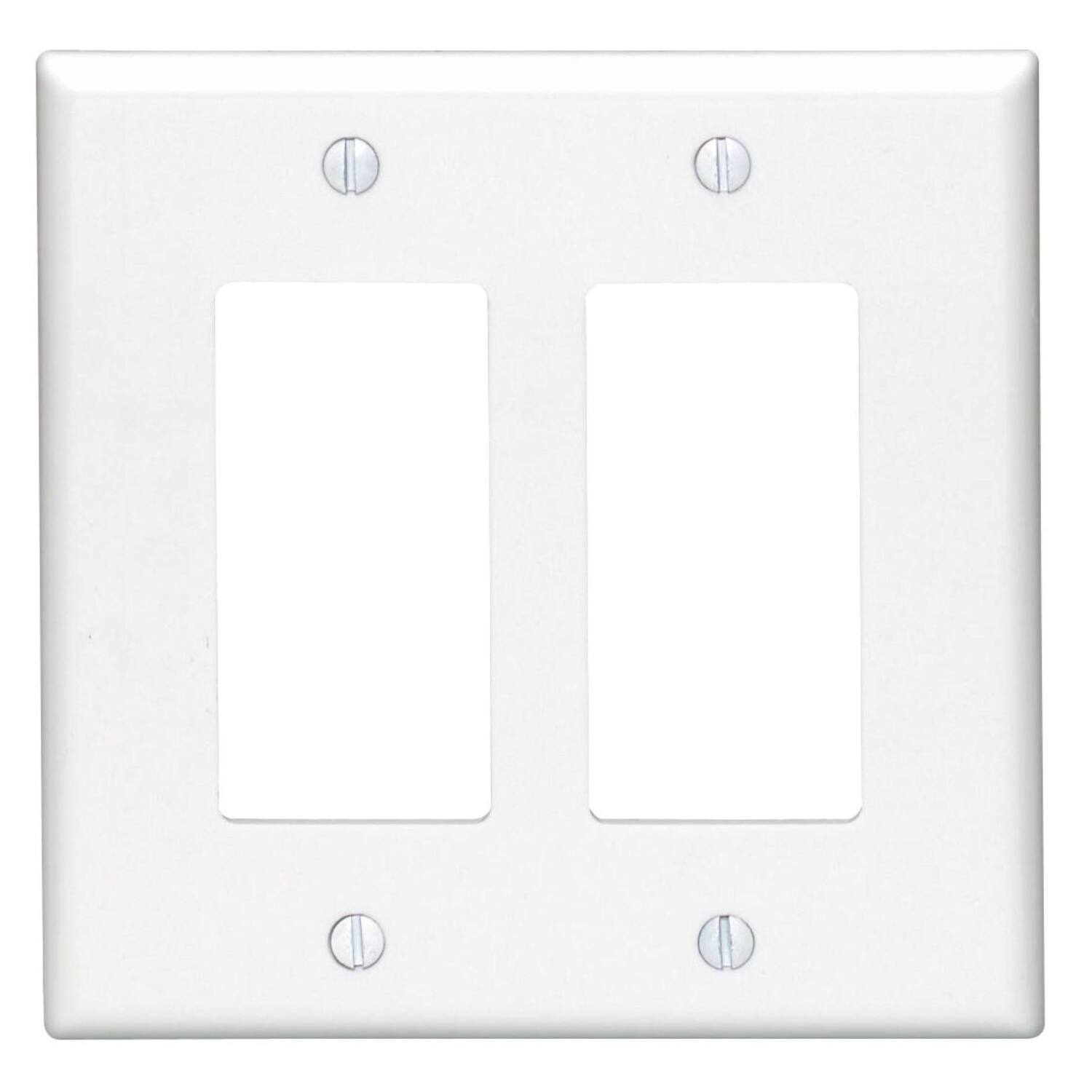 Front. Leviton - Leviton White 2 gang Thermoset Plastic Decorator Wall Plate 1 pk - White.