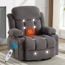 Boyel Living - Swinging Recliner Massage Heated Sofa with USB and 2 Cup Holders - Gray